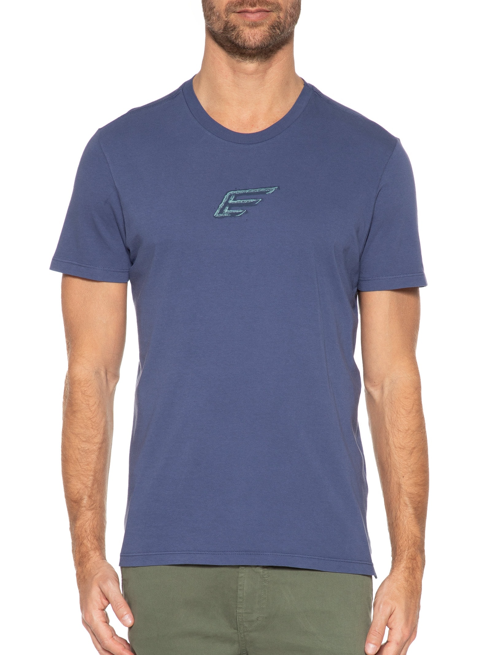 Camiseta Masculina Cotton Fine Paint Classic Manga Curta Azul Ellus