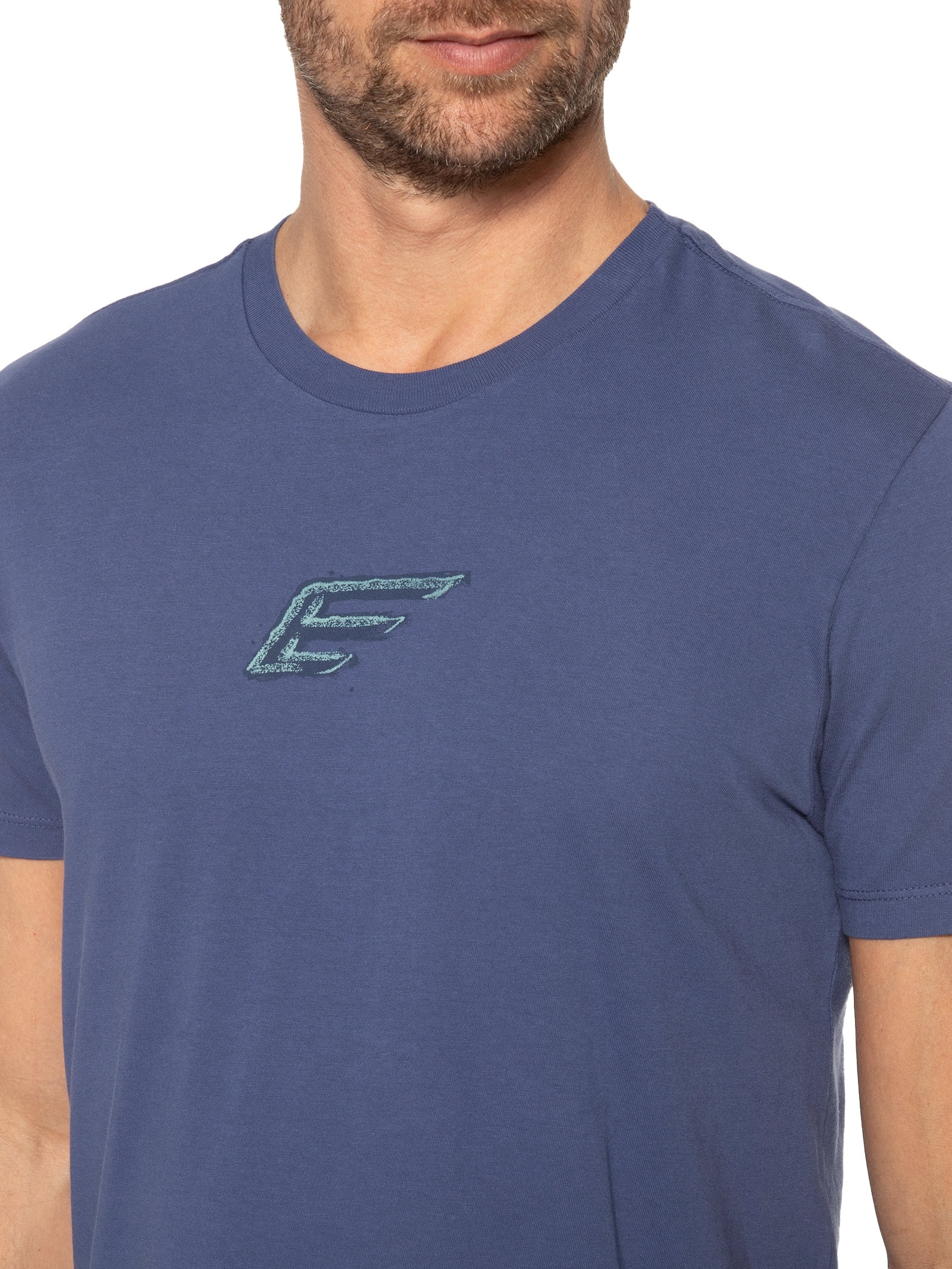 Camiseta Masculina Cotton Fine Paint Classic Manga Curta Azul Ellus