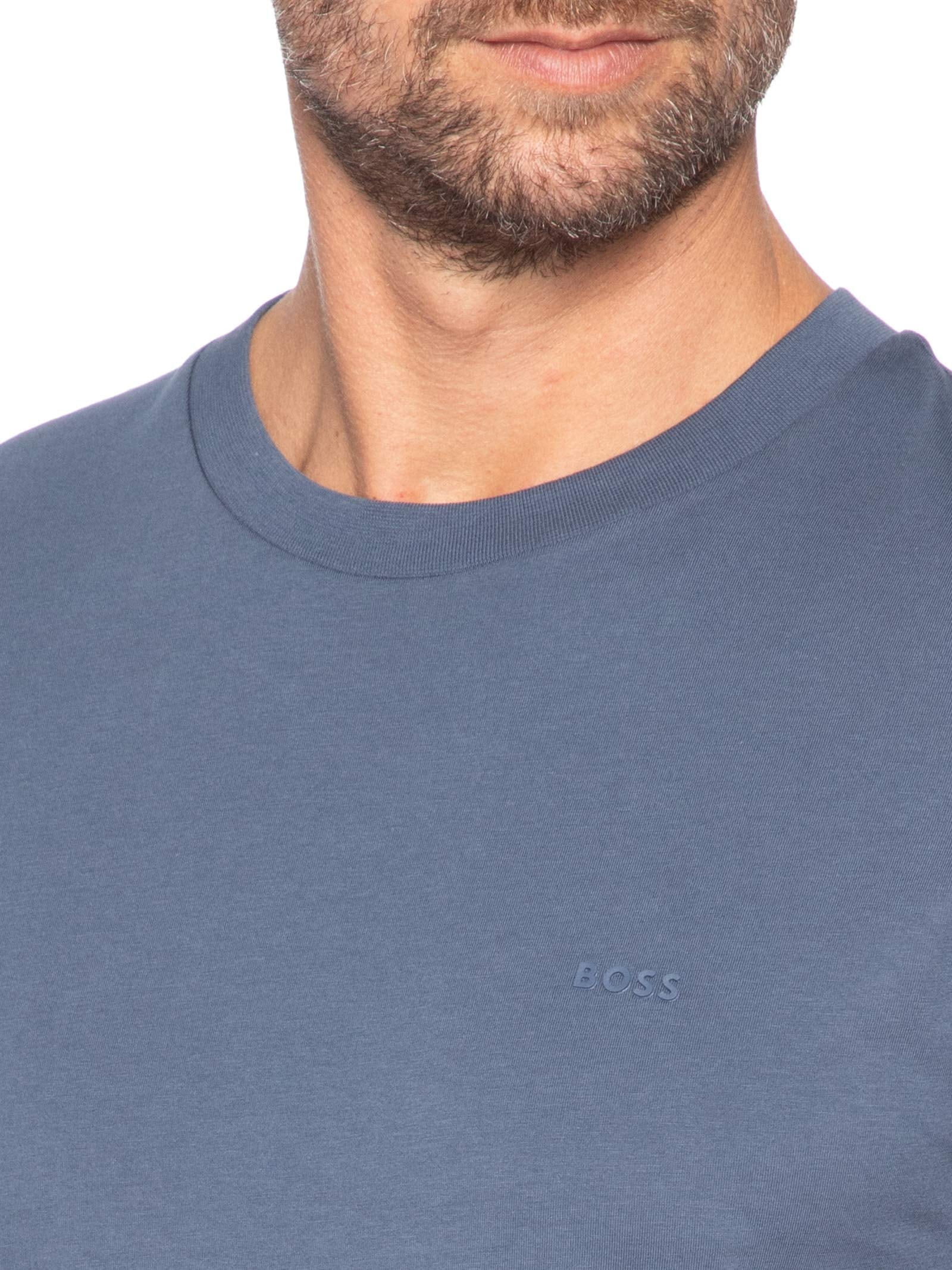 Camiseta Masculina Cotton Jersey Crew Neck Thompson 01 Azul Boss
