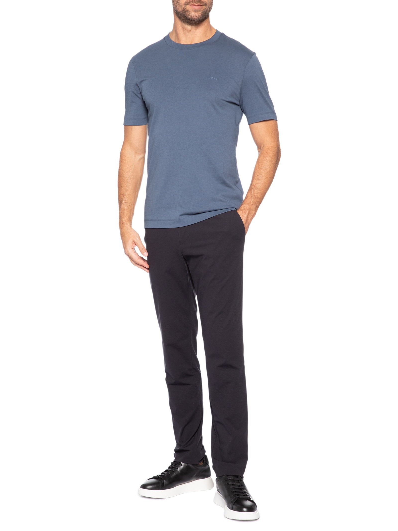 Camiseta Masculina Cotton Jersey Crew Neck Thompson 01 Azul Boss