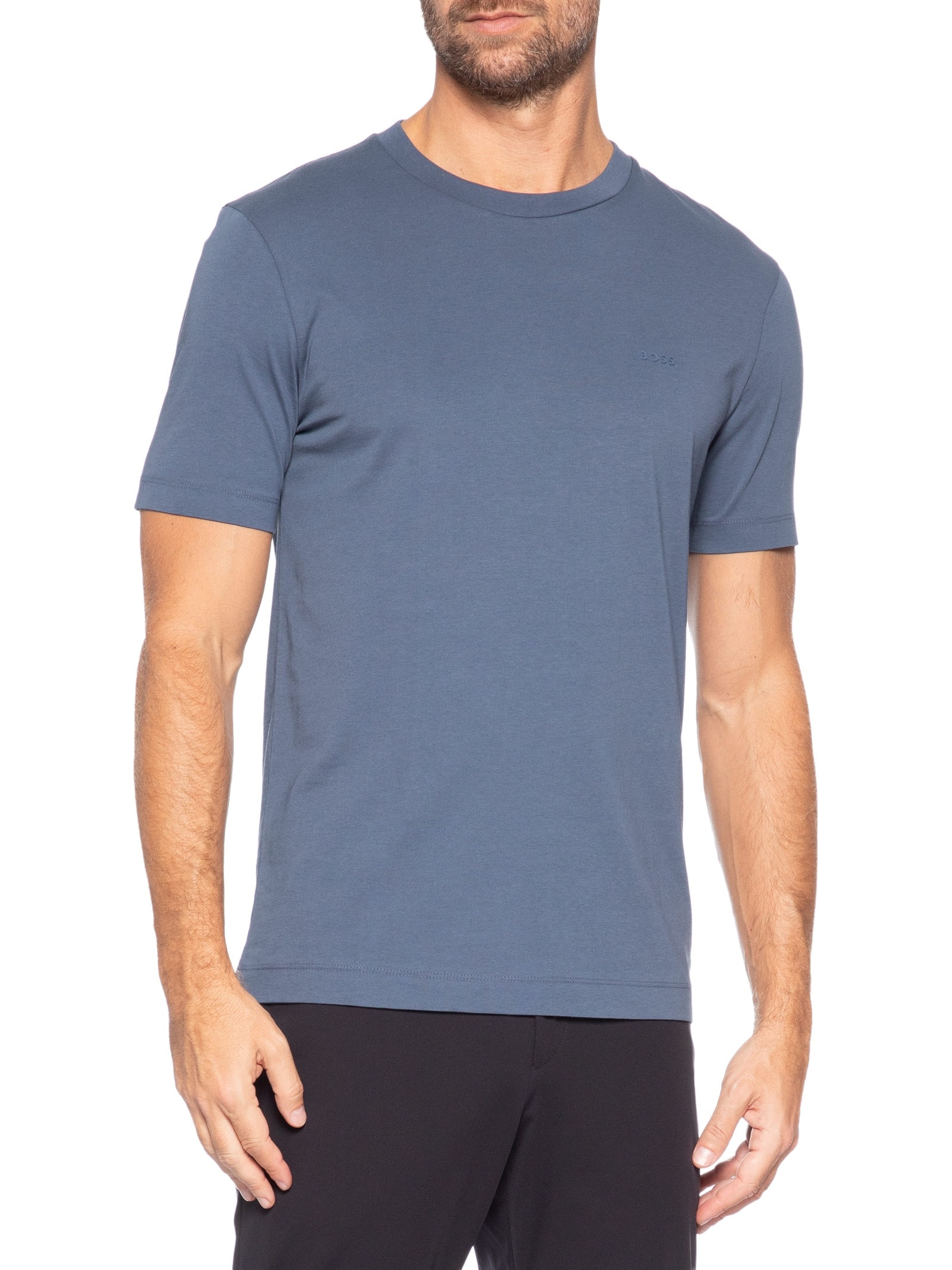 Camiseta Masculina Cotton Jersey Crew Neck Thompson 01 Azul Boss