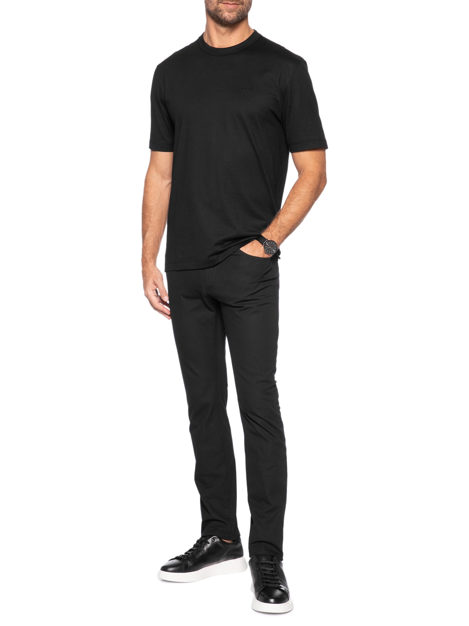 Camiseta Masculina Cotton Jersey H-Taut 15 Preto Boss