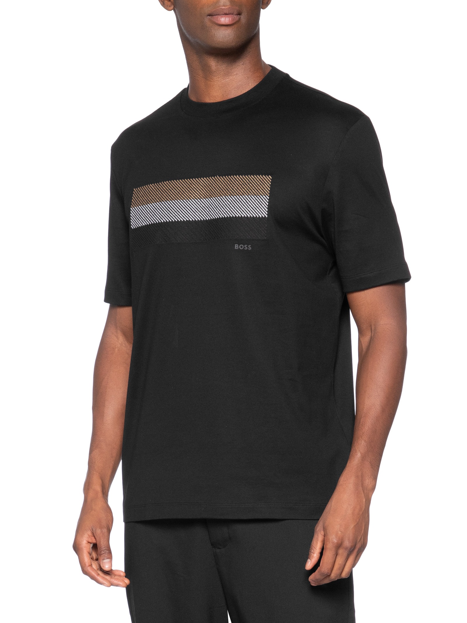 Camiseta Masculina Cotton Jersey Stripe Artwork C-Taut 10 Preto Boss