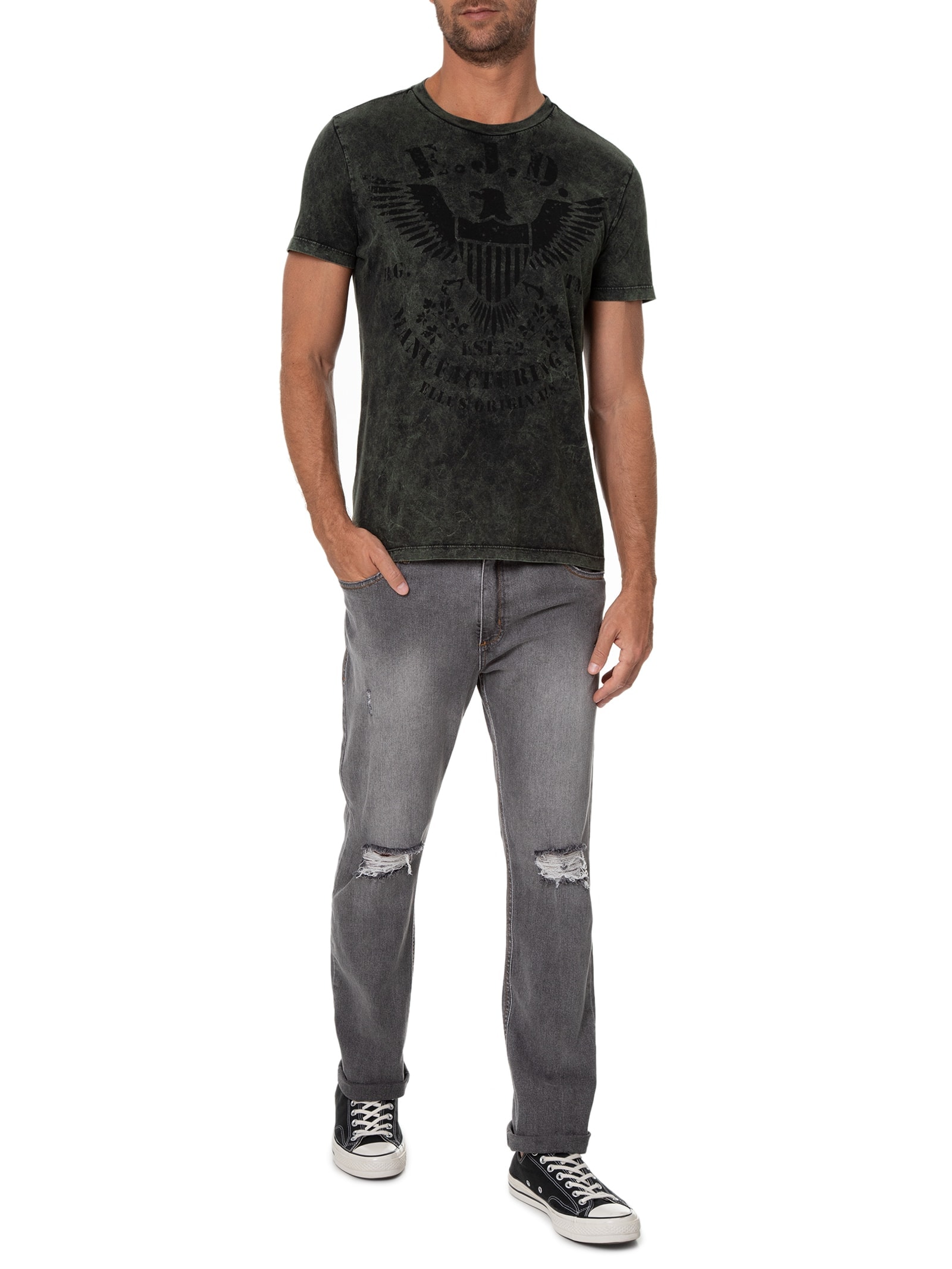 Camiseta Masculina Cotton Marble Coat Of Arms Classic Verde Ellus