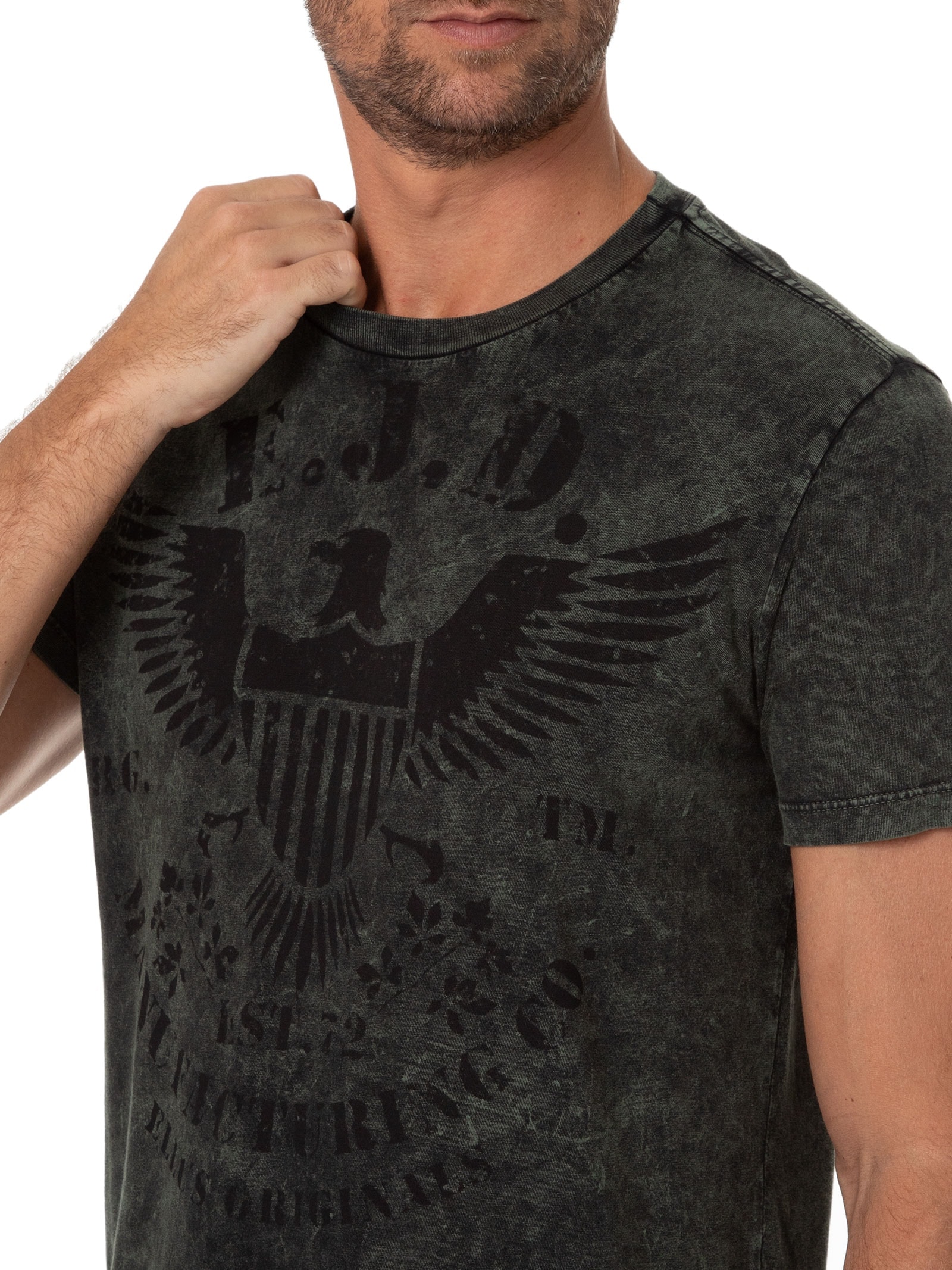 Camiseta Masculina Cotton Marble Coat Of Arms Classic Verde Ellus