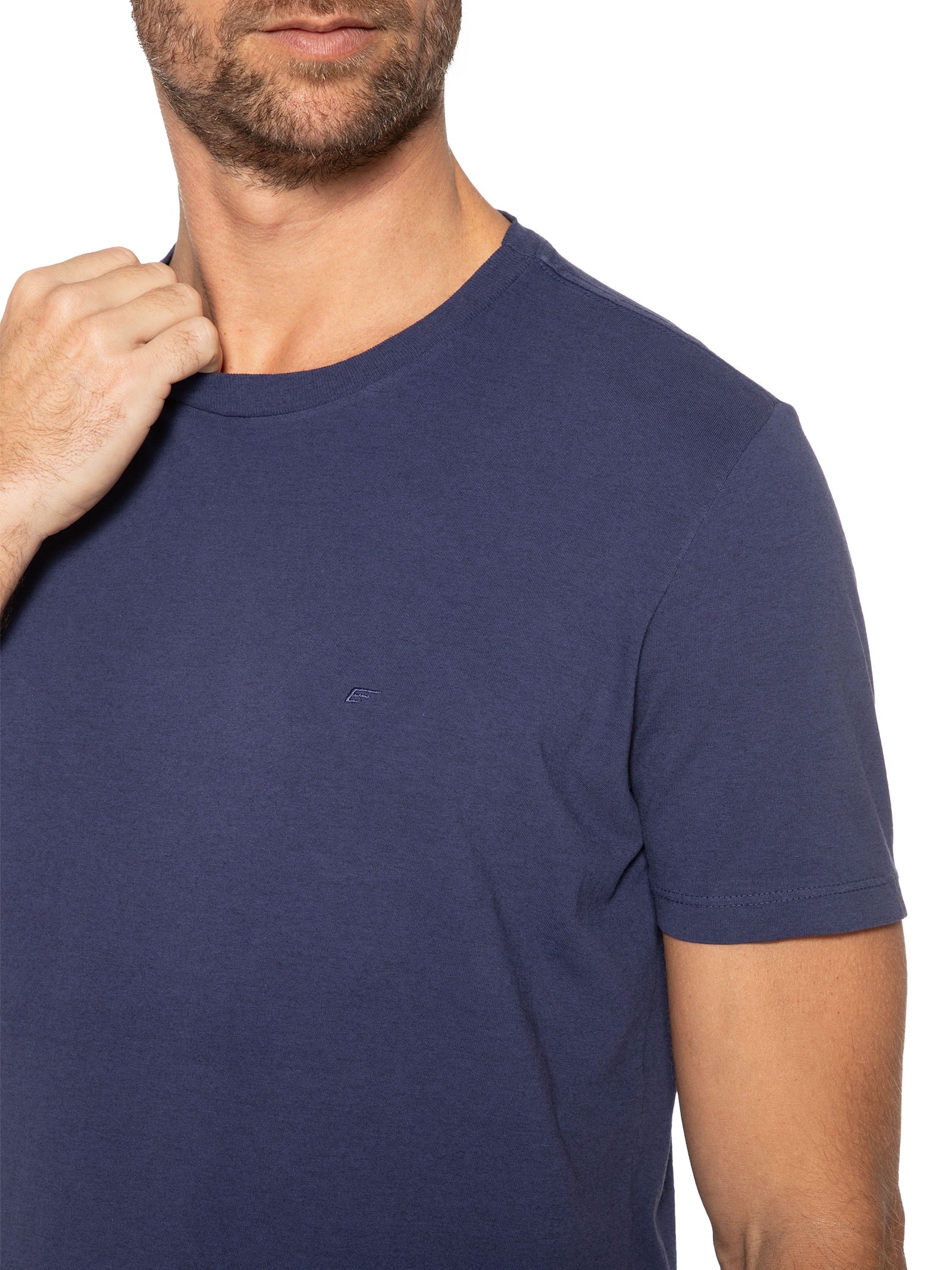 Camiseta Masculina Cotton Melange Easa Classic Manga Curta Azul Ellus