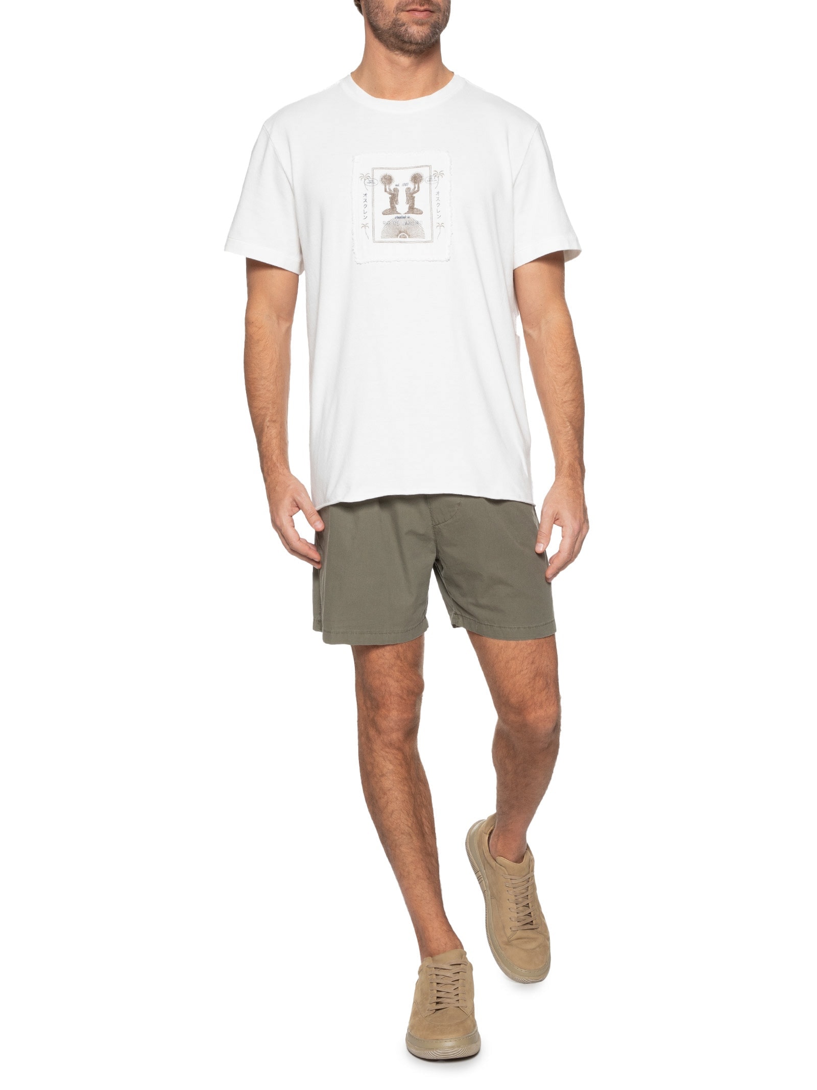 Camiseta Masculina Cotton Trace Manga Curta Branco Osklen