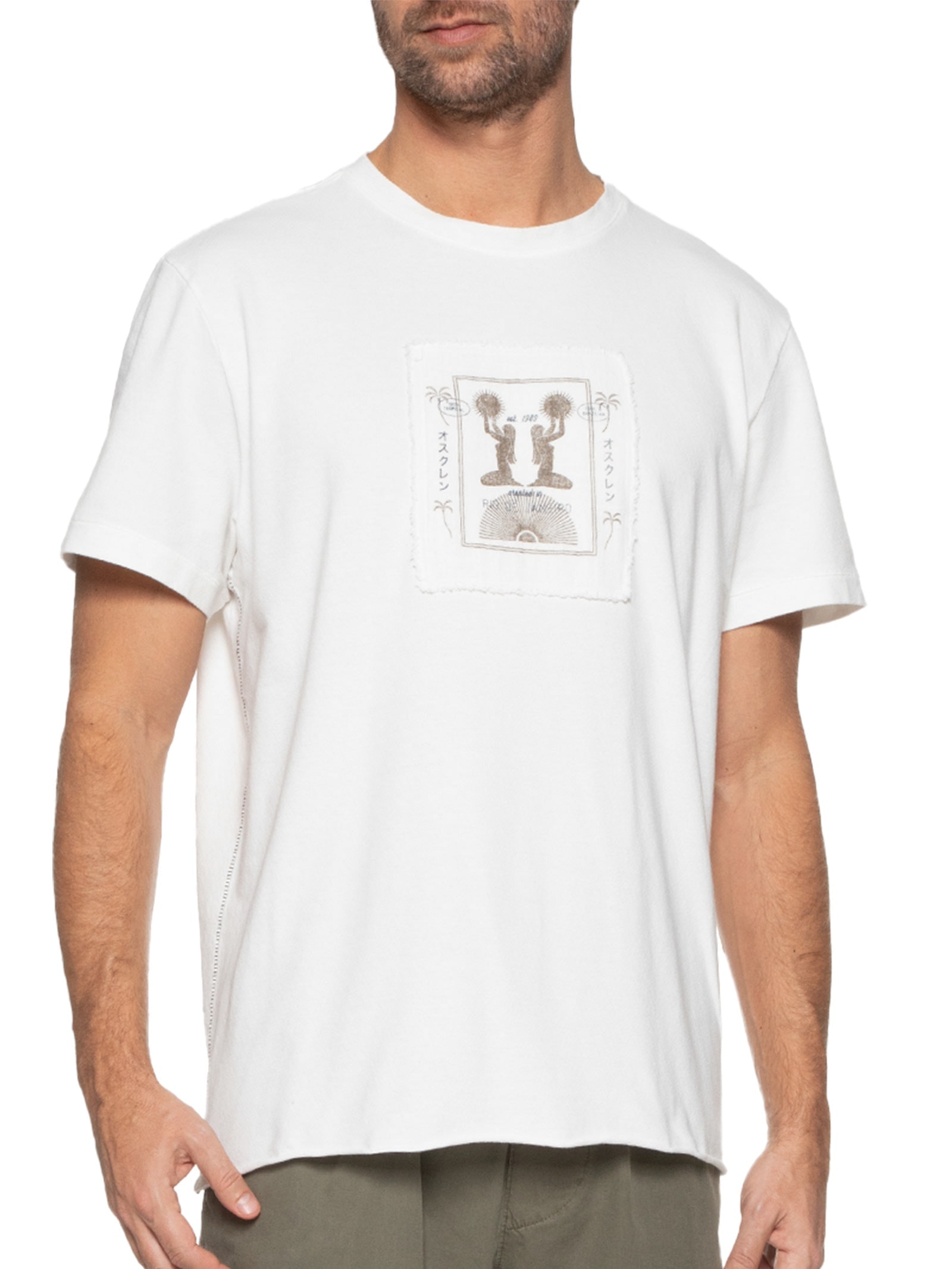 Camiseta Masculina Cotton Trace Manga Curta Branco Osklen