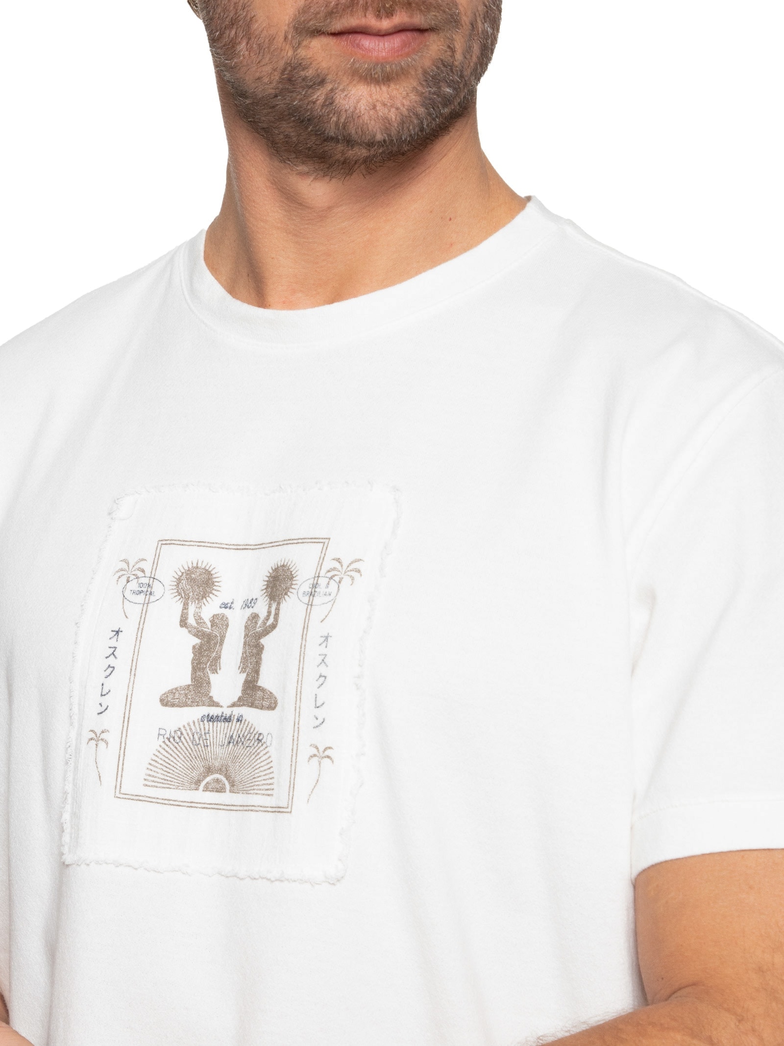 Camiseta Masculina Cotton Trace Manga Curta Branco Osklen