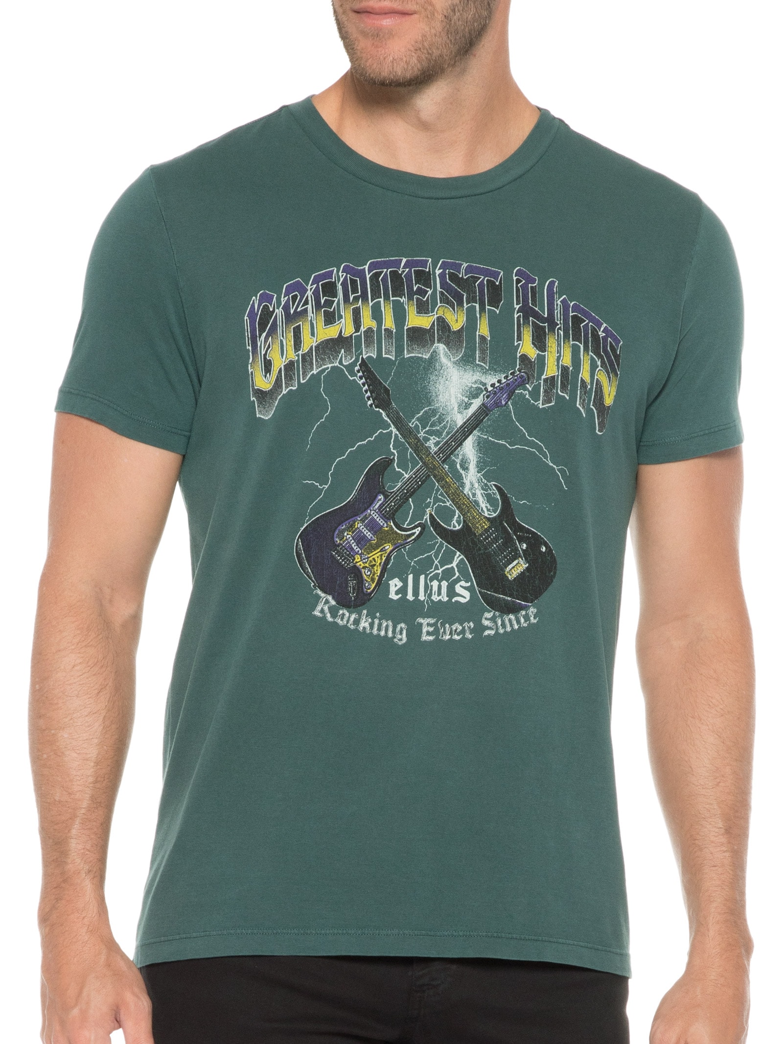 Camiseta Masculina Cotton Washed Guitar Classic Verde Ellus