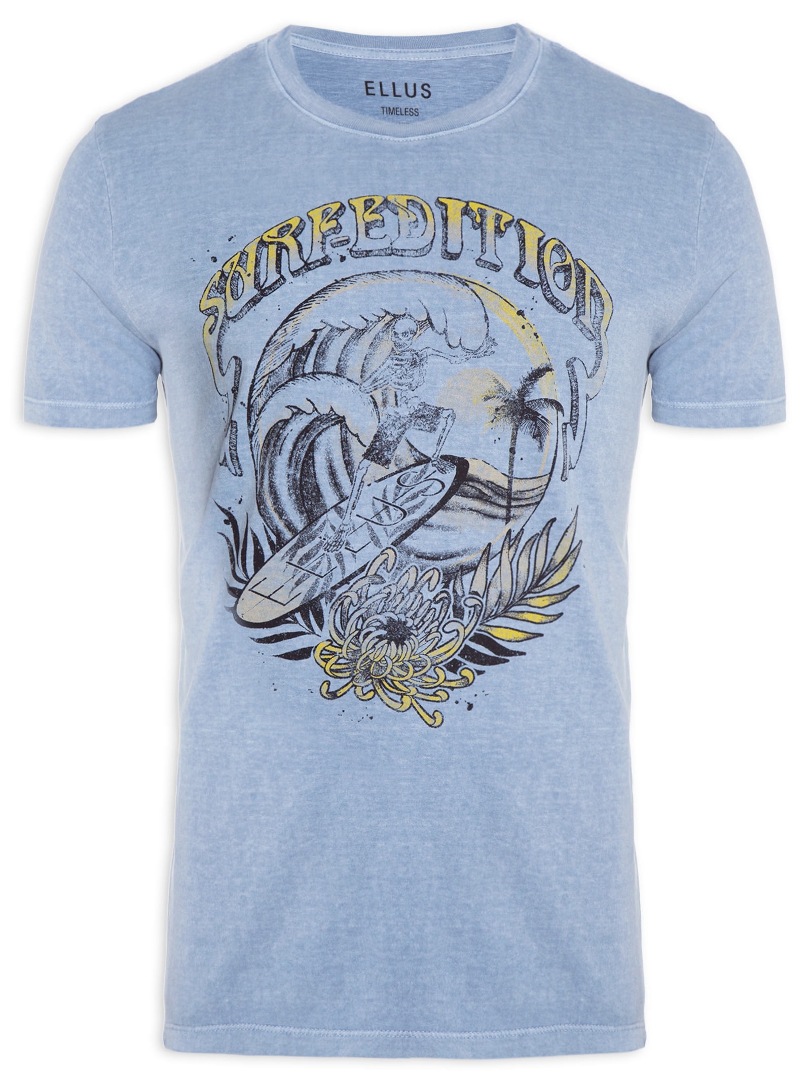 Camiseta Masculina Cotton Washed Surf Edition Classic Mc Azul Ellus