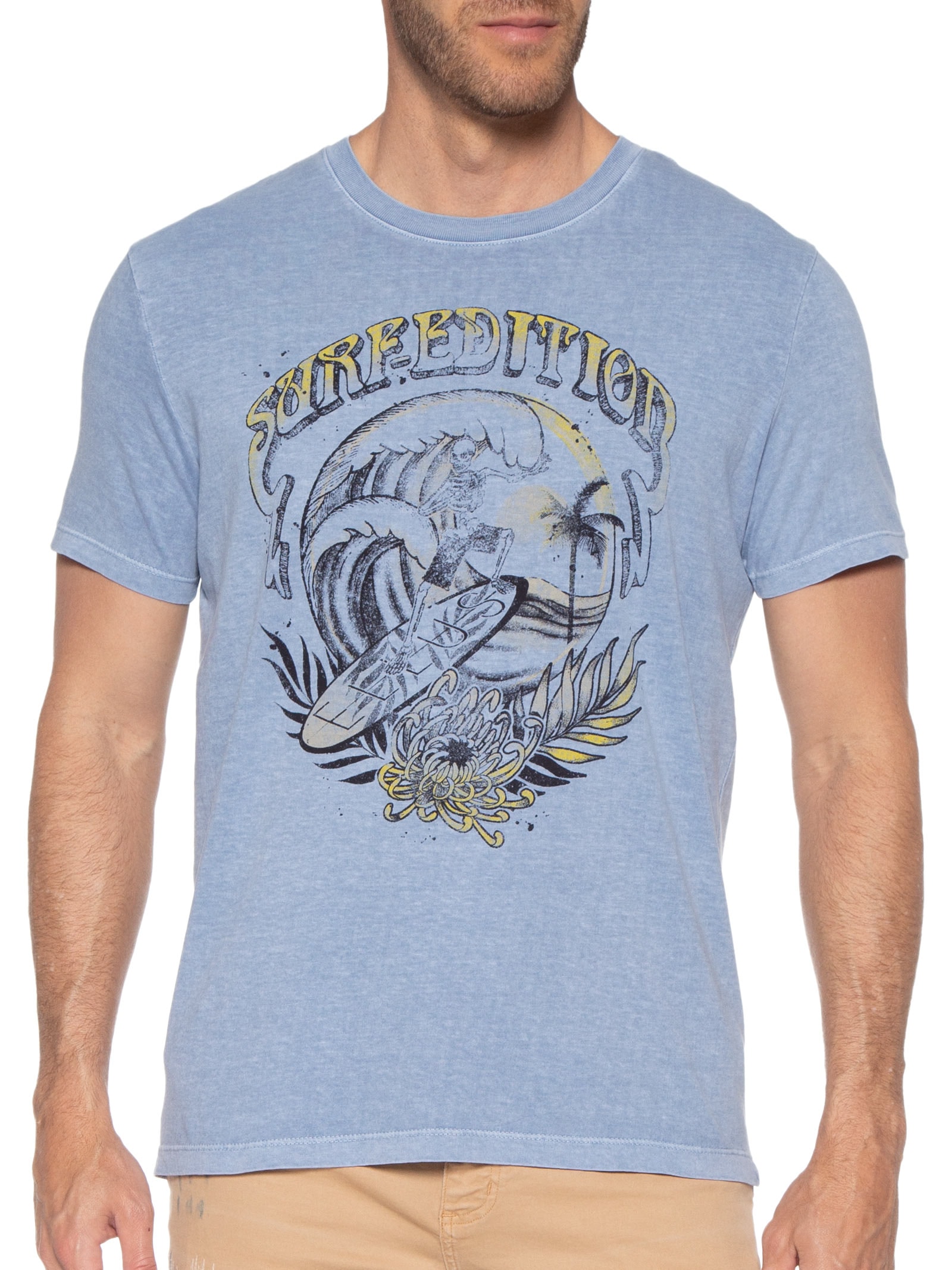 Camiseta Masculina Cotton Washed Surf Edition Classic Mc Azul Ellus