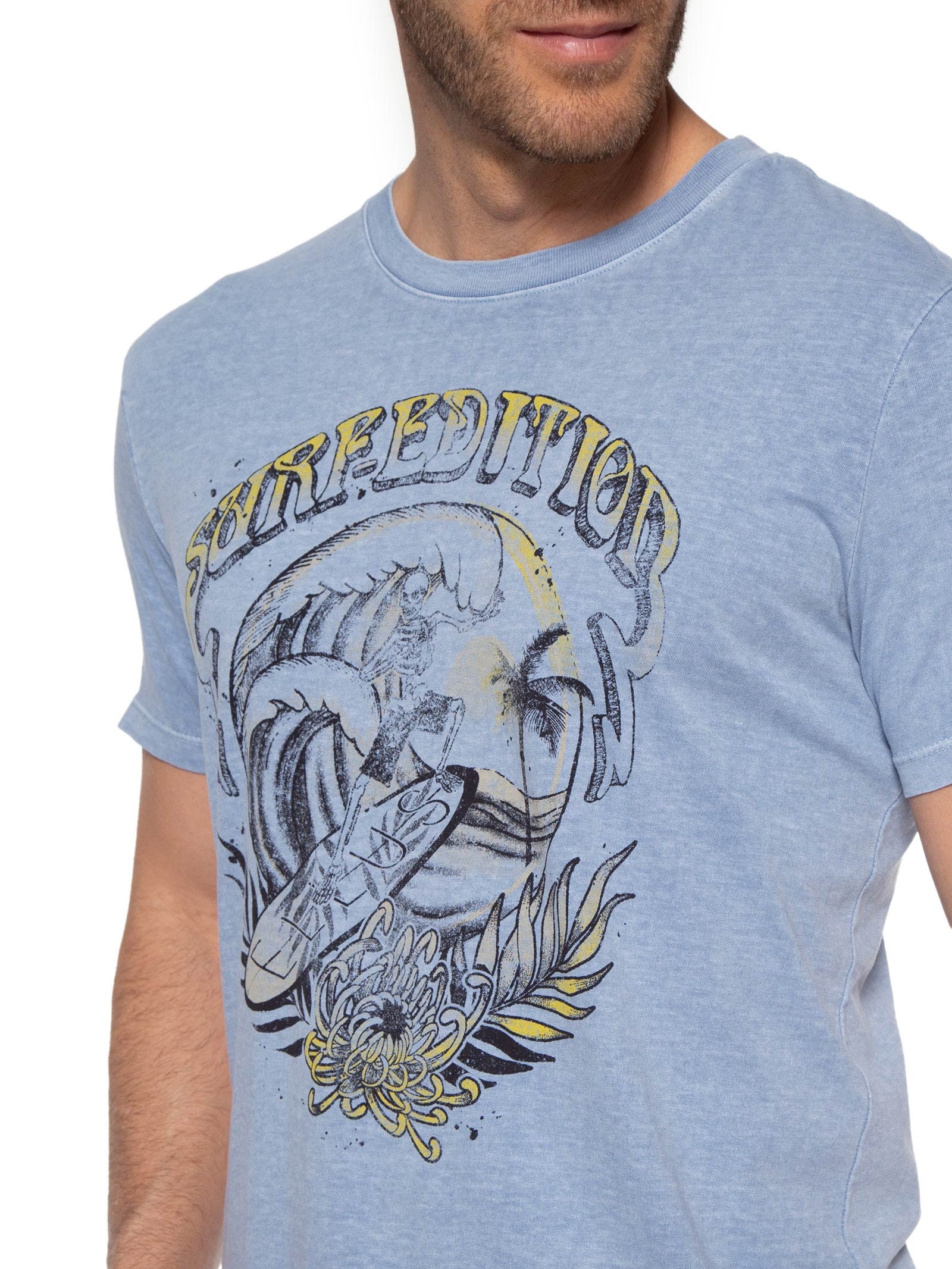 Camiseta Masculina Cotton Washed Surf Edition Classic Mc Azul Ellus