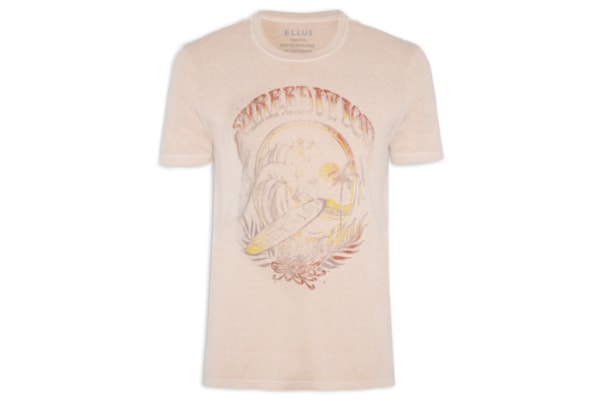 Camiseta Masculina Cotton Washed Surf Edition Classic Mc - Bege