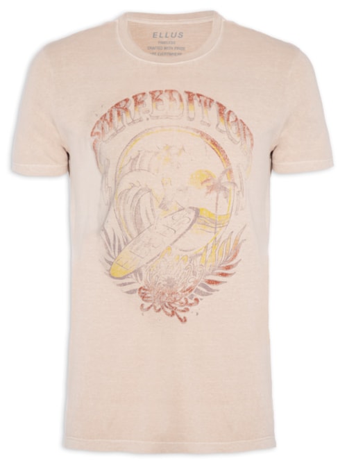 Camiseta Masculina Cotton Washed Surf Edition Classic Mc - Bege