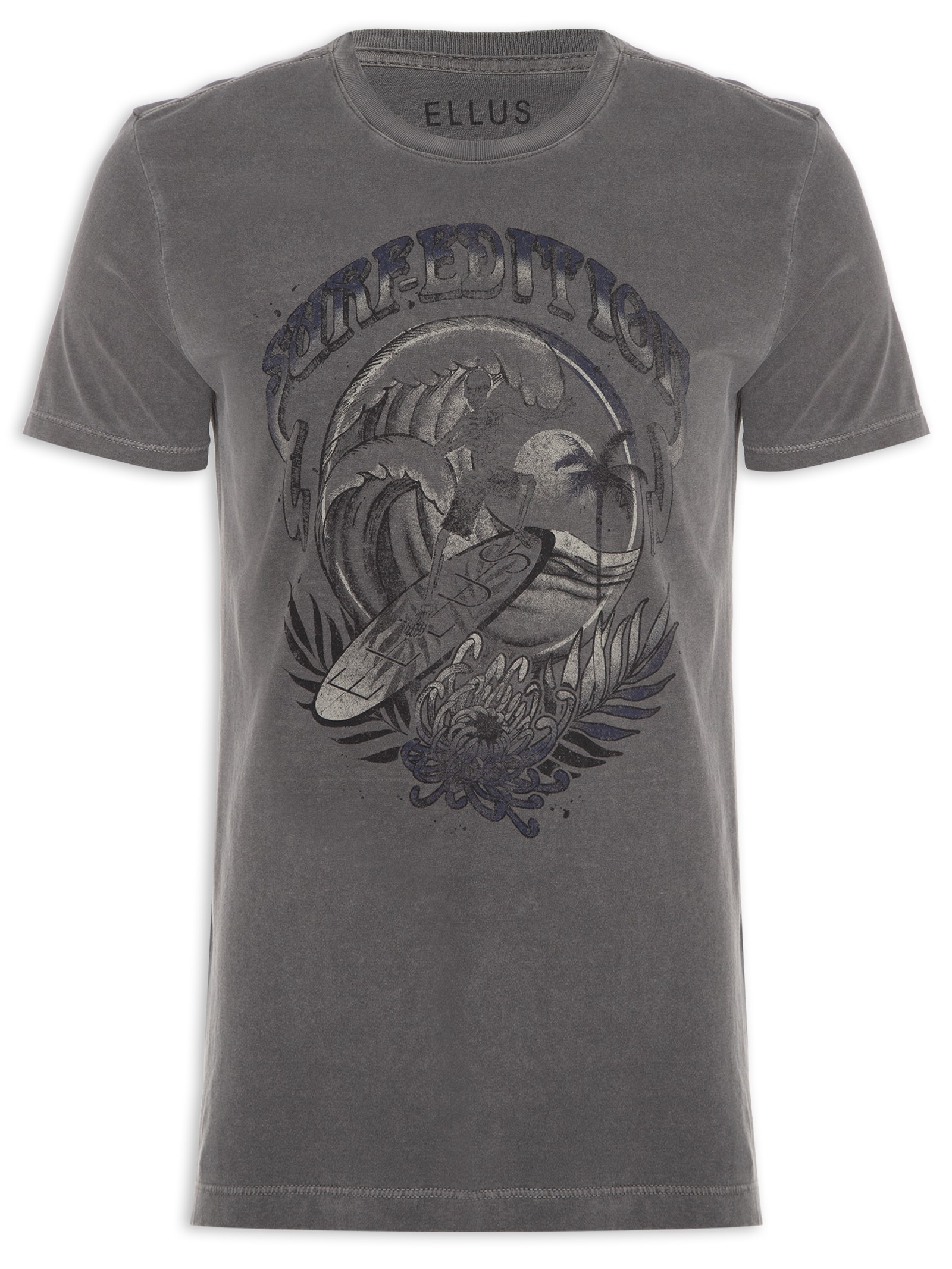 Camiseta Masculina Cotton Washed Surf Edition Classic Mc Cinza Ellus