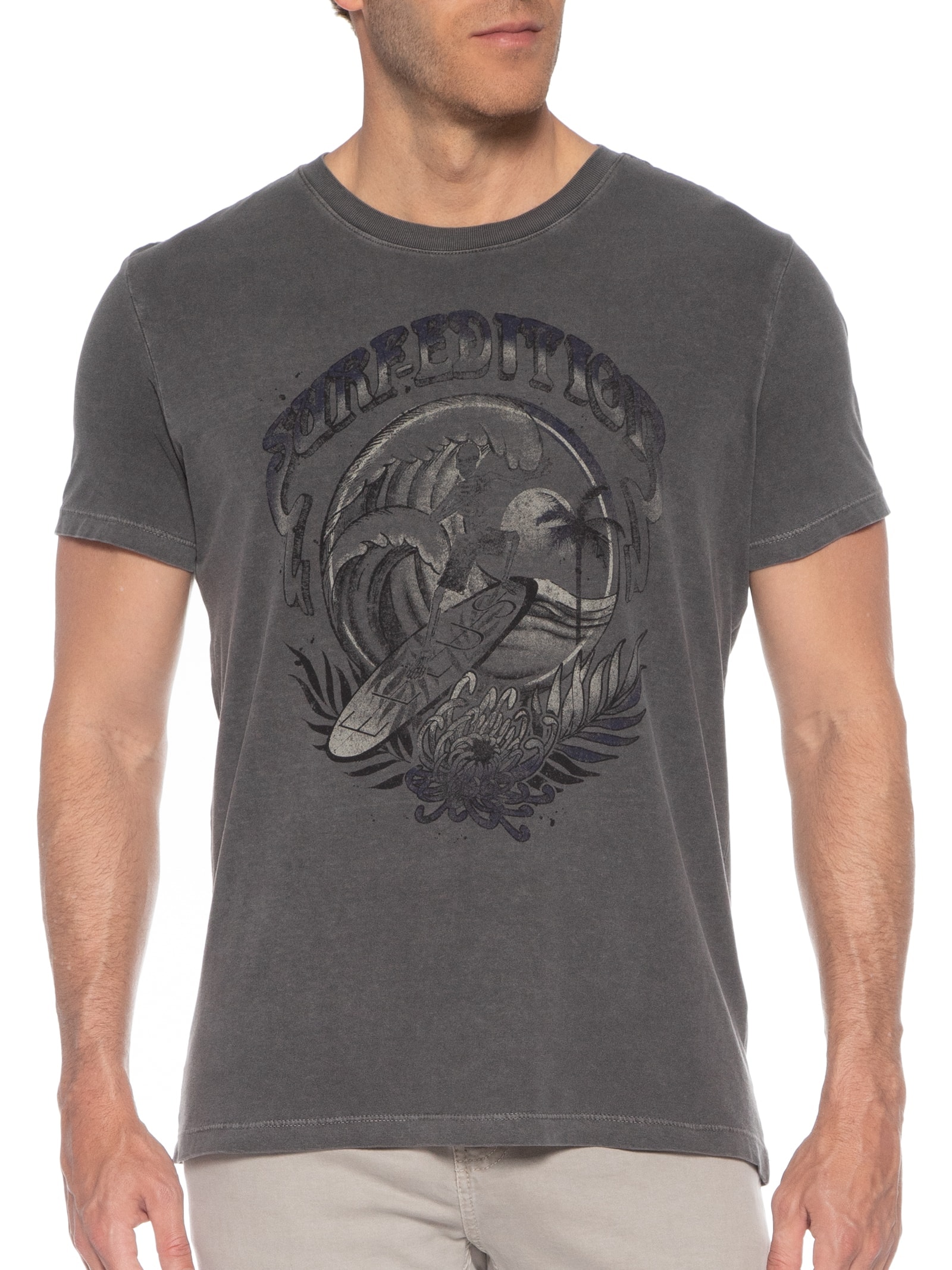 Camiseta Masculina Cotton Washed Surf Edition Classic Mc Cinza Ellus