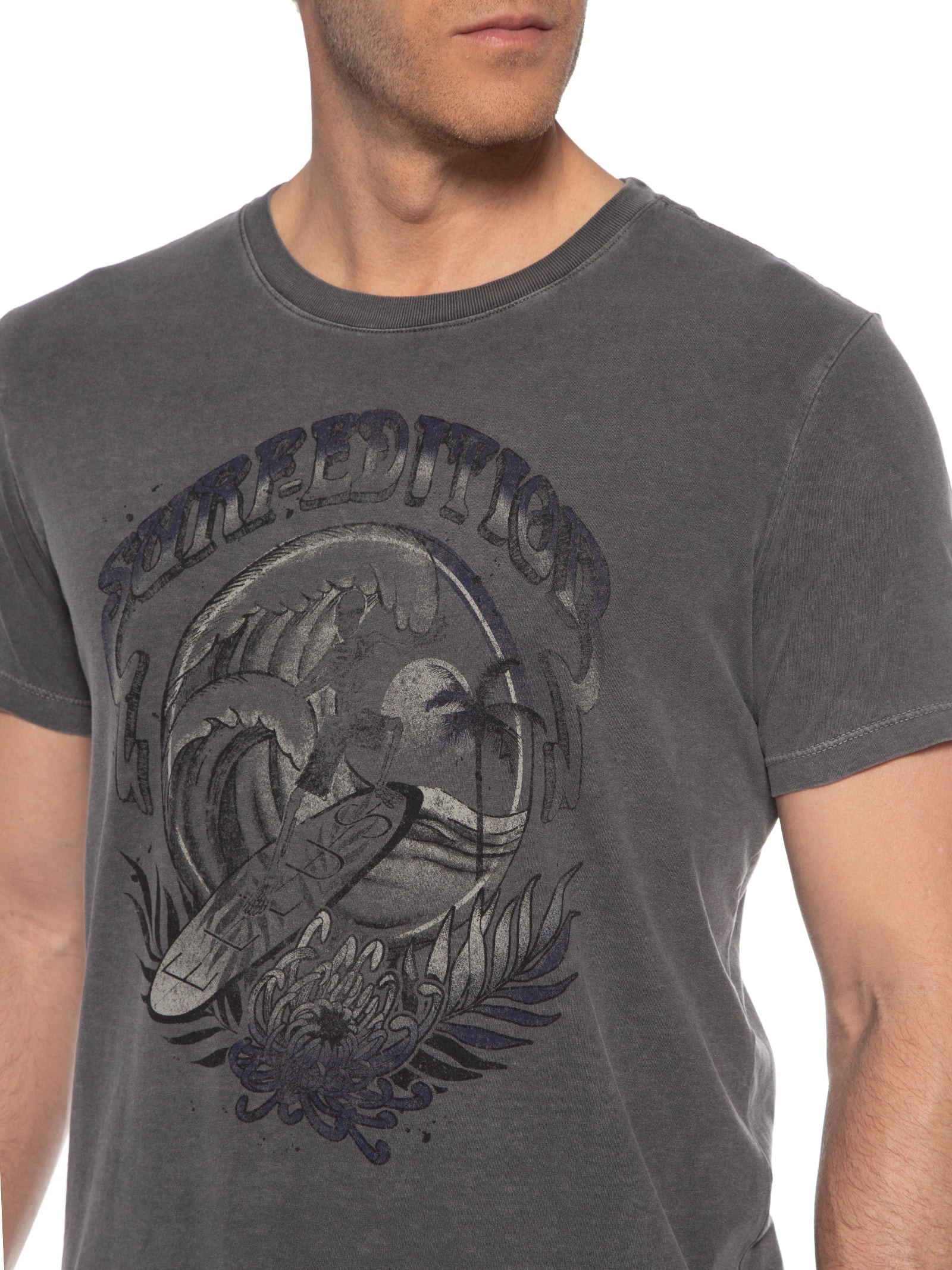 Camiseta Masculina Cotton Washed Surf Edition Classic Mc Cinza Ellus