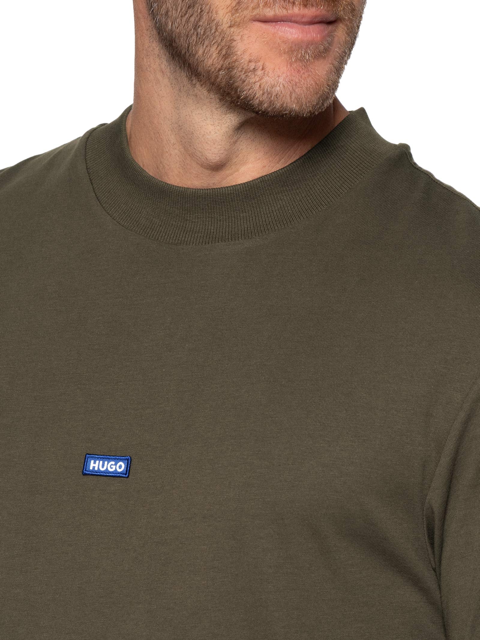 Camiseta Masculina Crew Neck Blue Logo Nieros Marrom Hugo