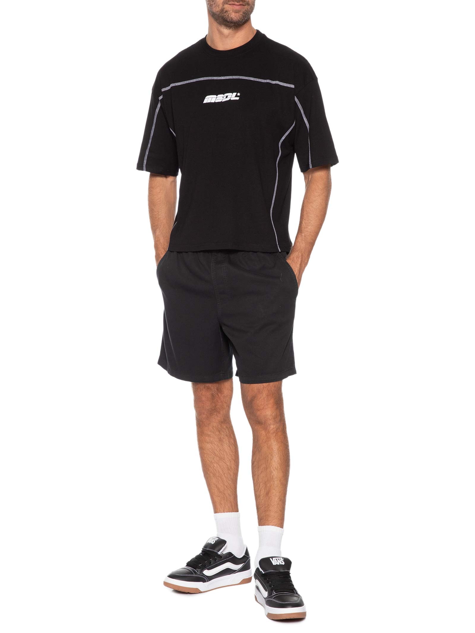 Camiseta Masculina Cropped Fit Graphic Preto Cotton On