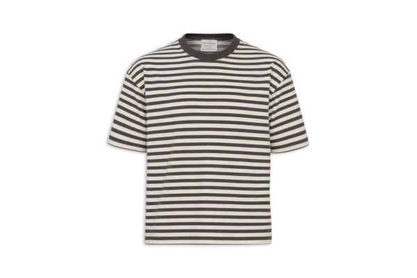 Camiseta Masculina Cropped Fit Listrada - Marrom