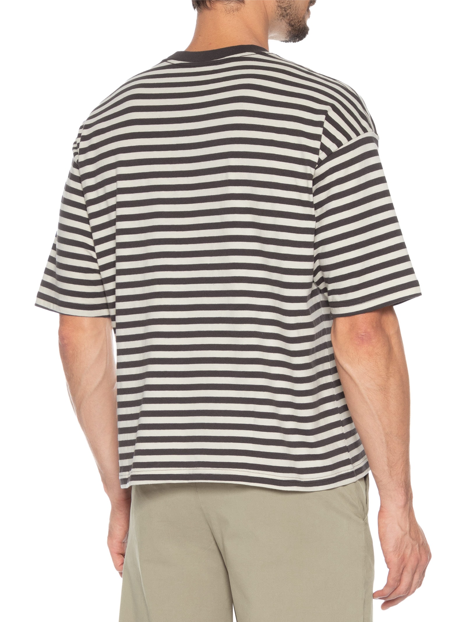 Camiseta Masculina Cropped Fit Listrada – Marrom Cotton On