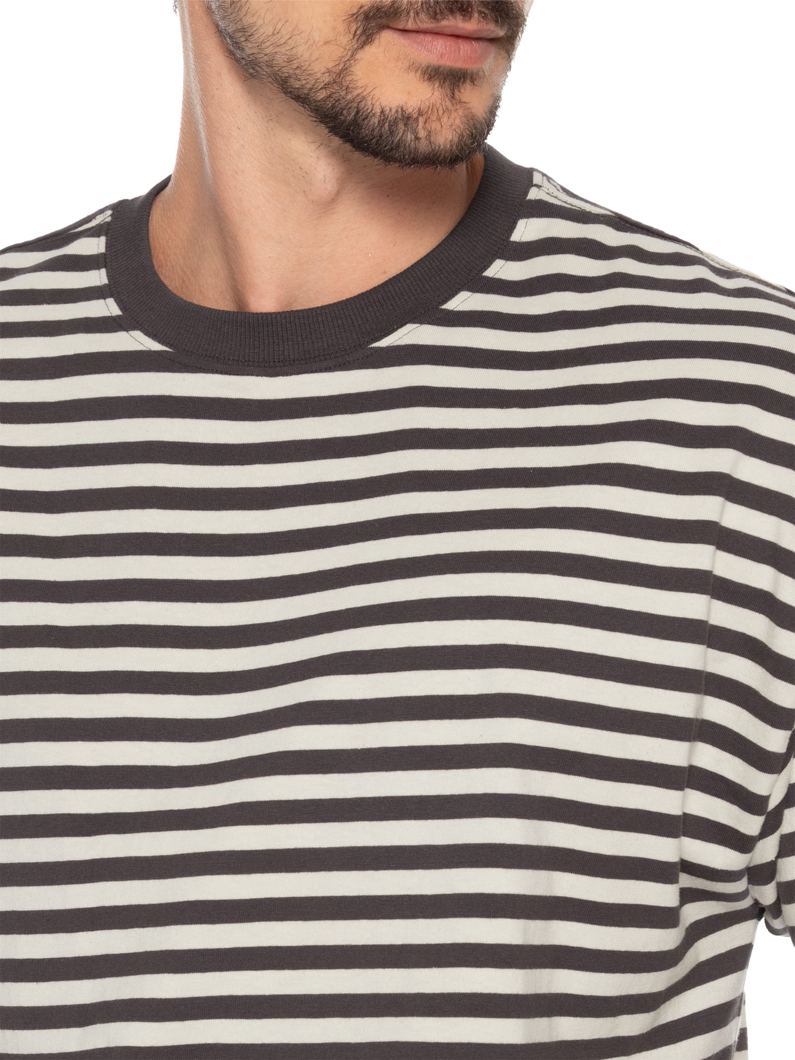 Camiseta Masculina Cropped Fit Listrada – Marrom Cotton On
