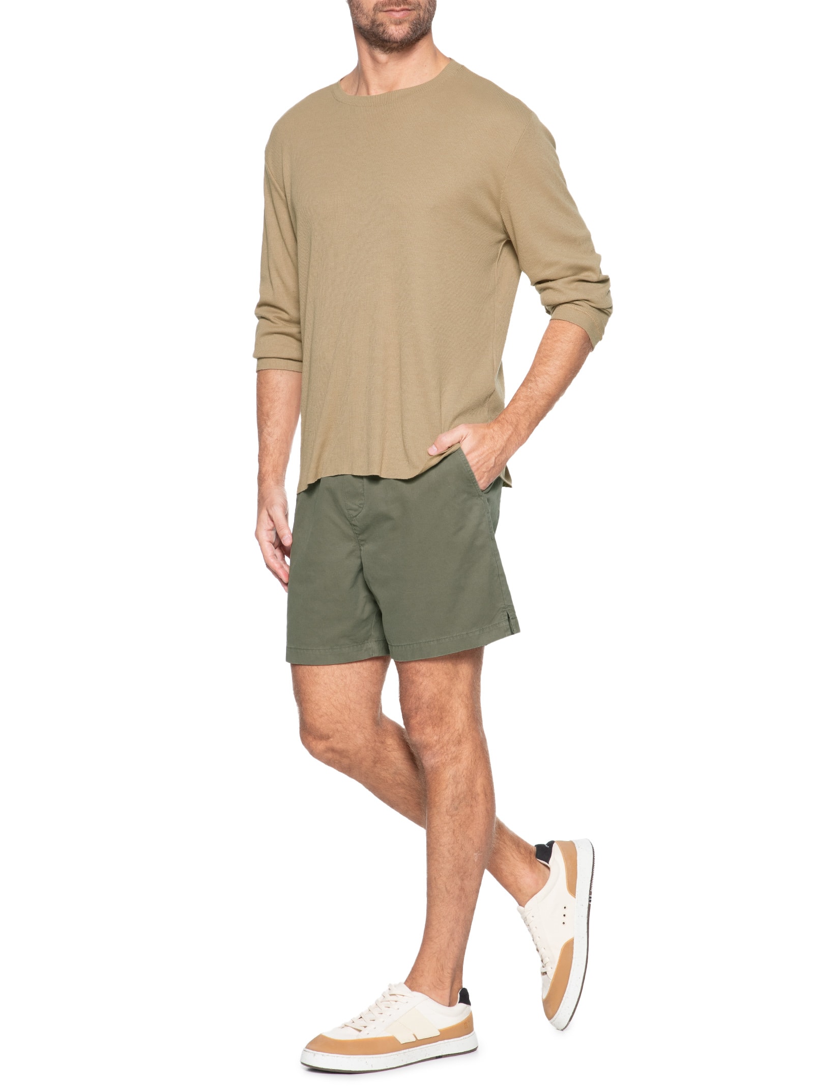 Camiseta Masculina Cutback Manga Longa Bege Osklen