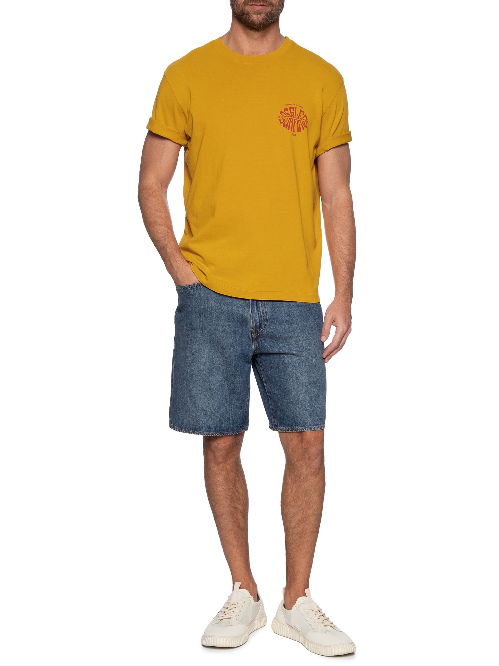 Camiseta Masculina Double 70's Surfing Laranja Osklen