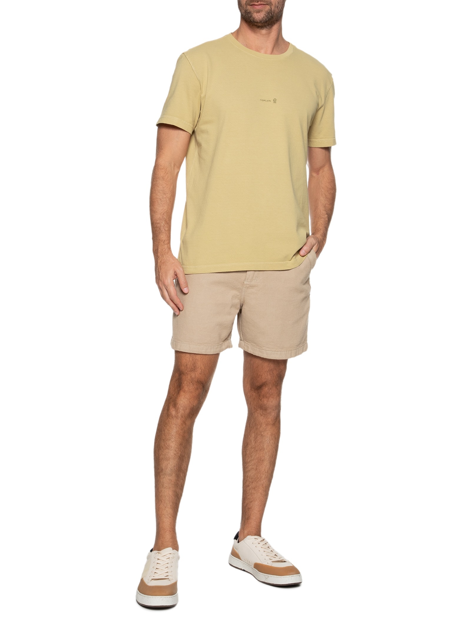 Camiseta Masculina Double Face E-Colors Mc Bege Osklen