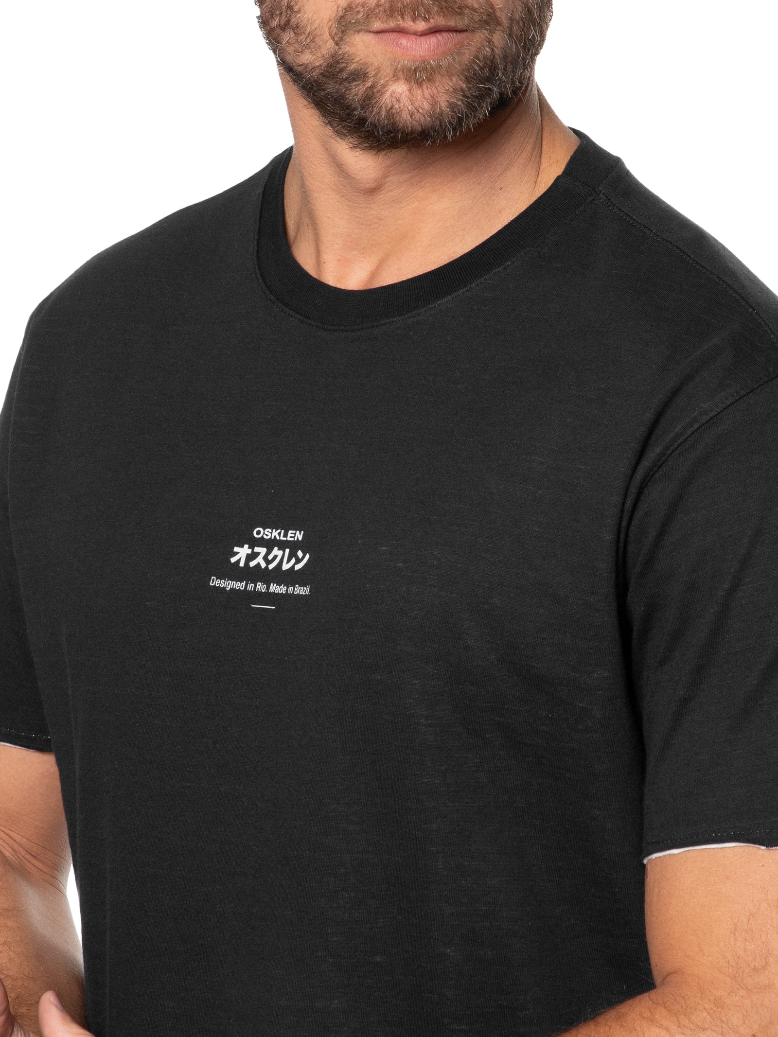 Camiseta Masculina Double Japan Manga Curta Preto Osklen