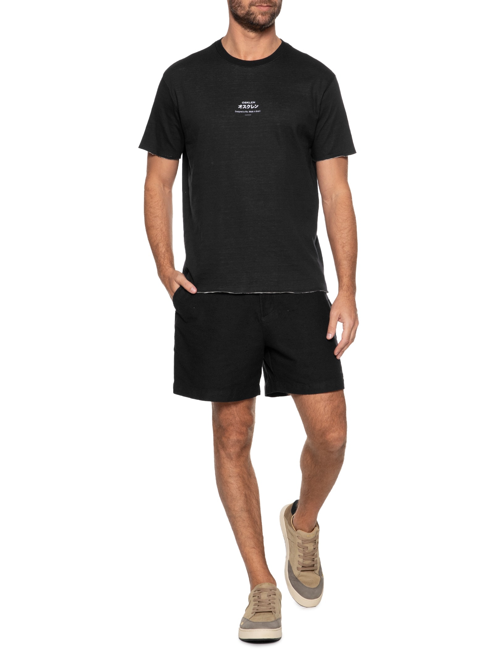 Camiseta Masculina Double Japan Manga Curta Preto Osklen