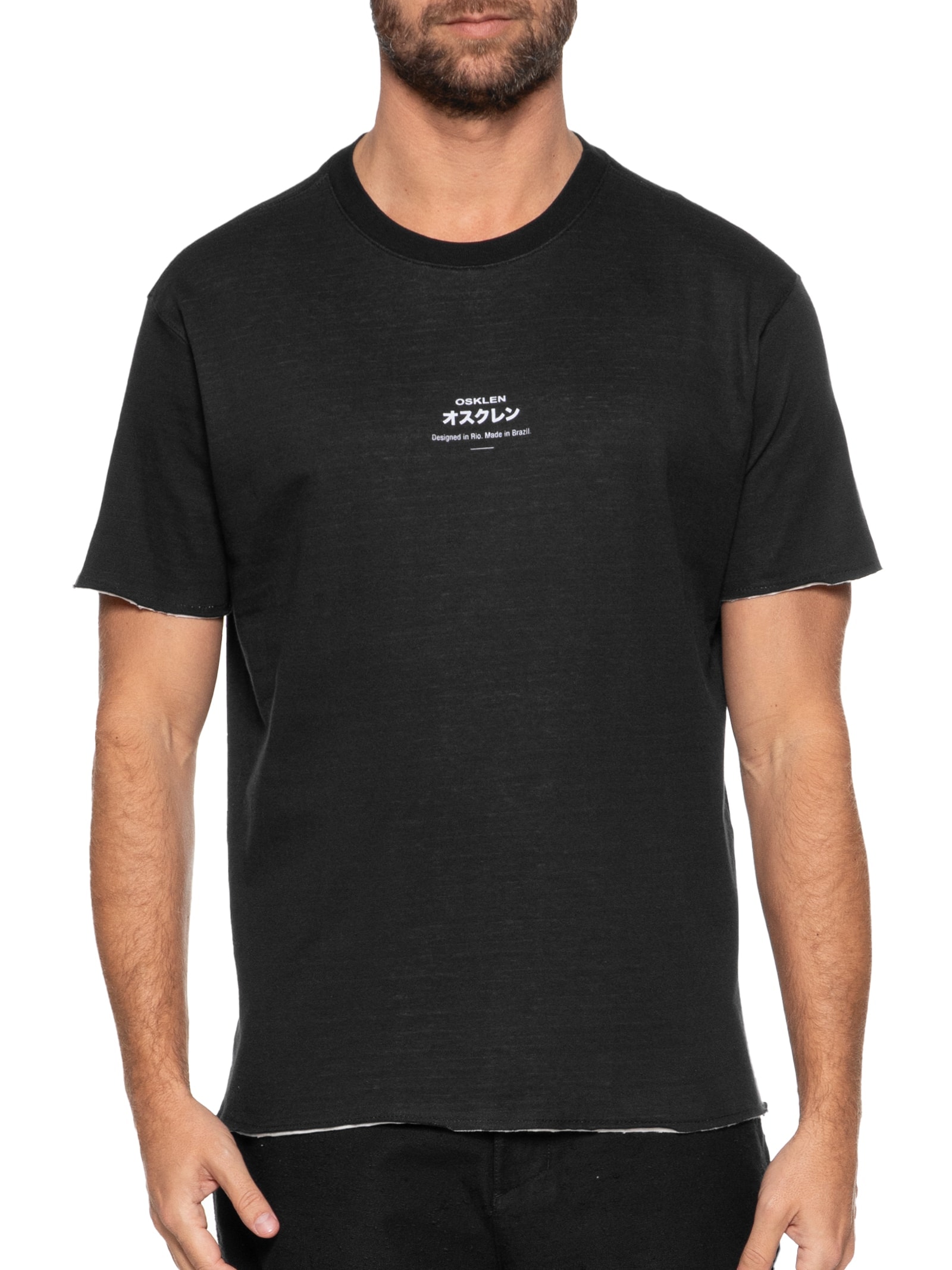 Camiseta Masculina Double Japan Manga Curta Preto Osklen