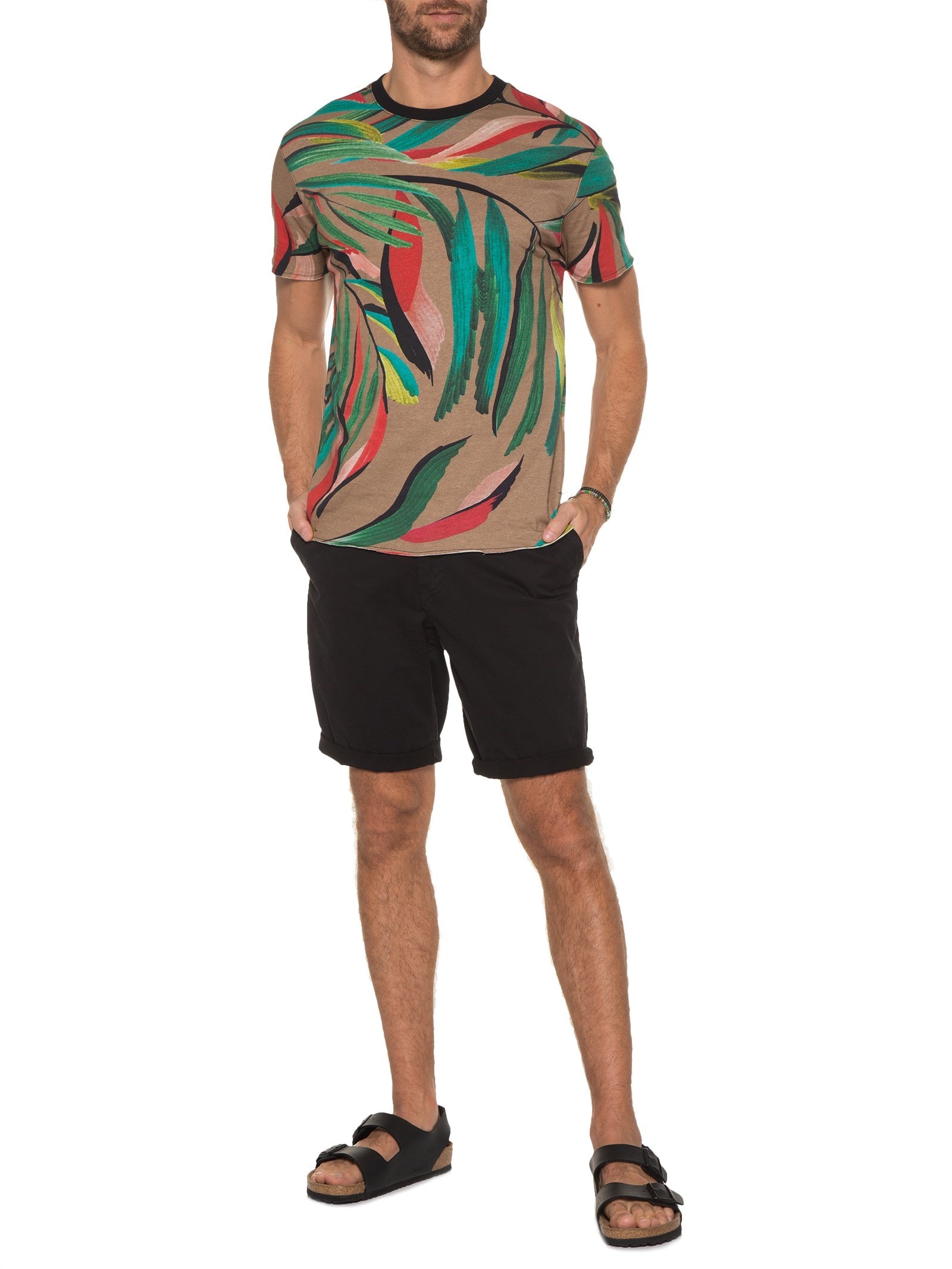 Camiseta Masculina Double Palmeira Bege Osklen