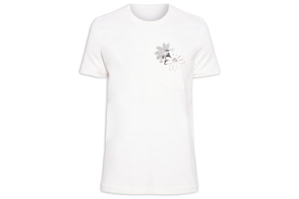 Camiseta Masculina Double Patchflower - Branco