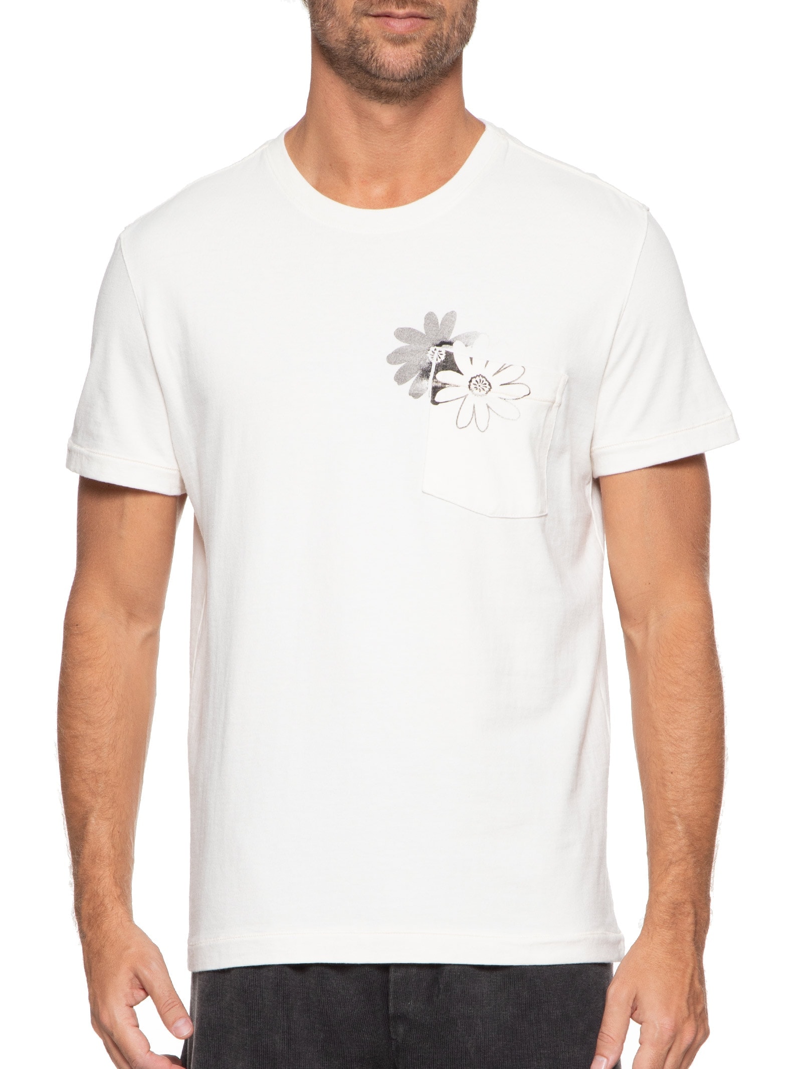 Camiseta Masculina Double Patchflower Branco Osklen