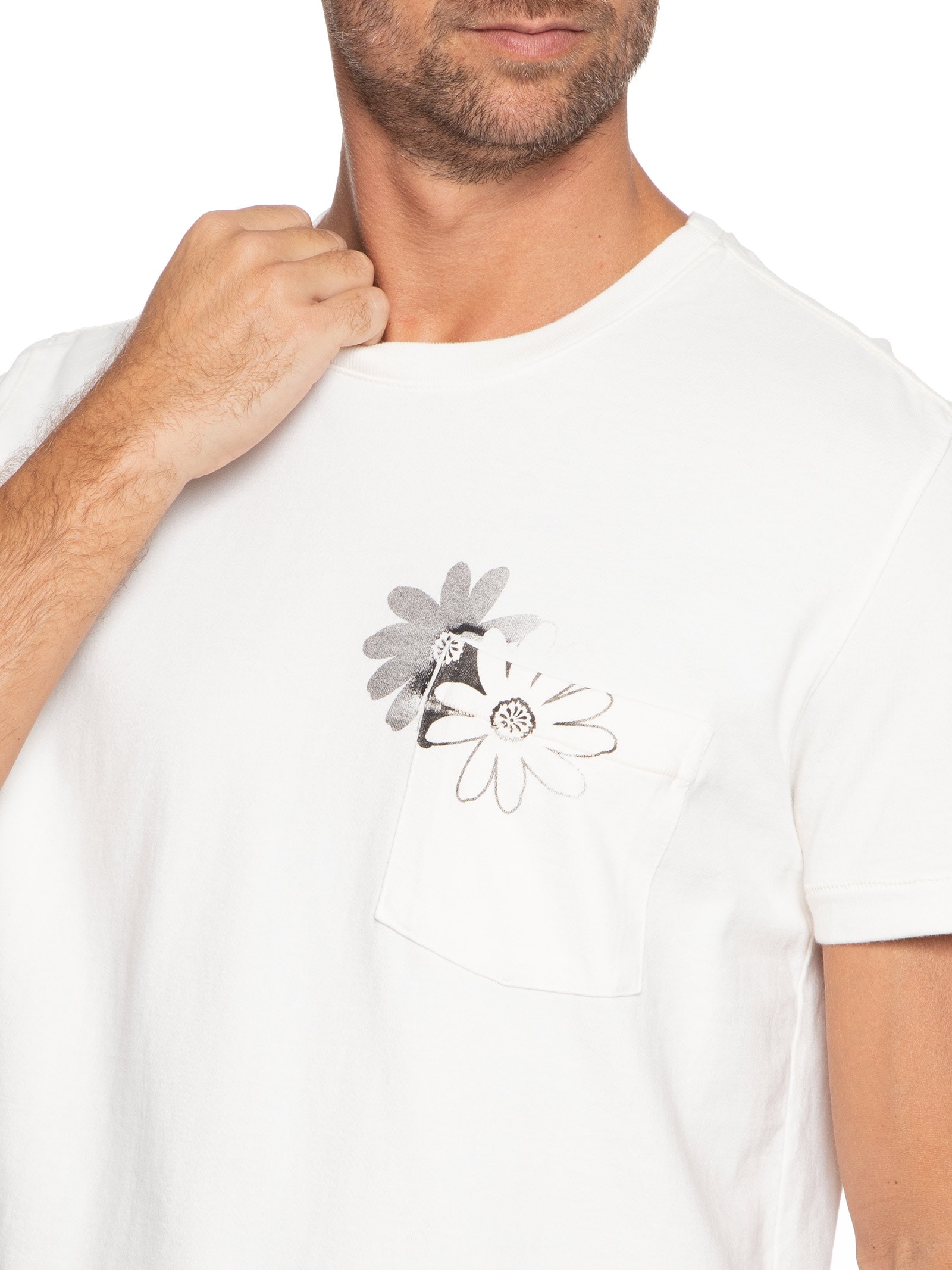 Camiseta Masculina Double Patchflower Branco Osklen