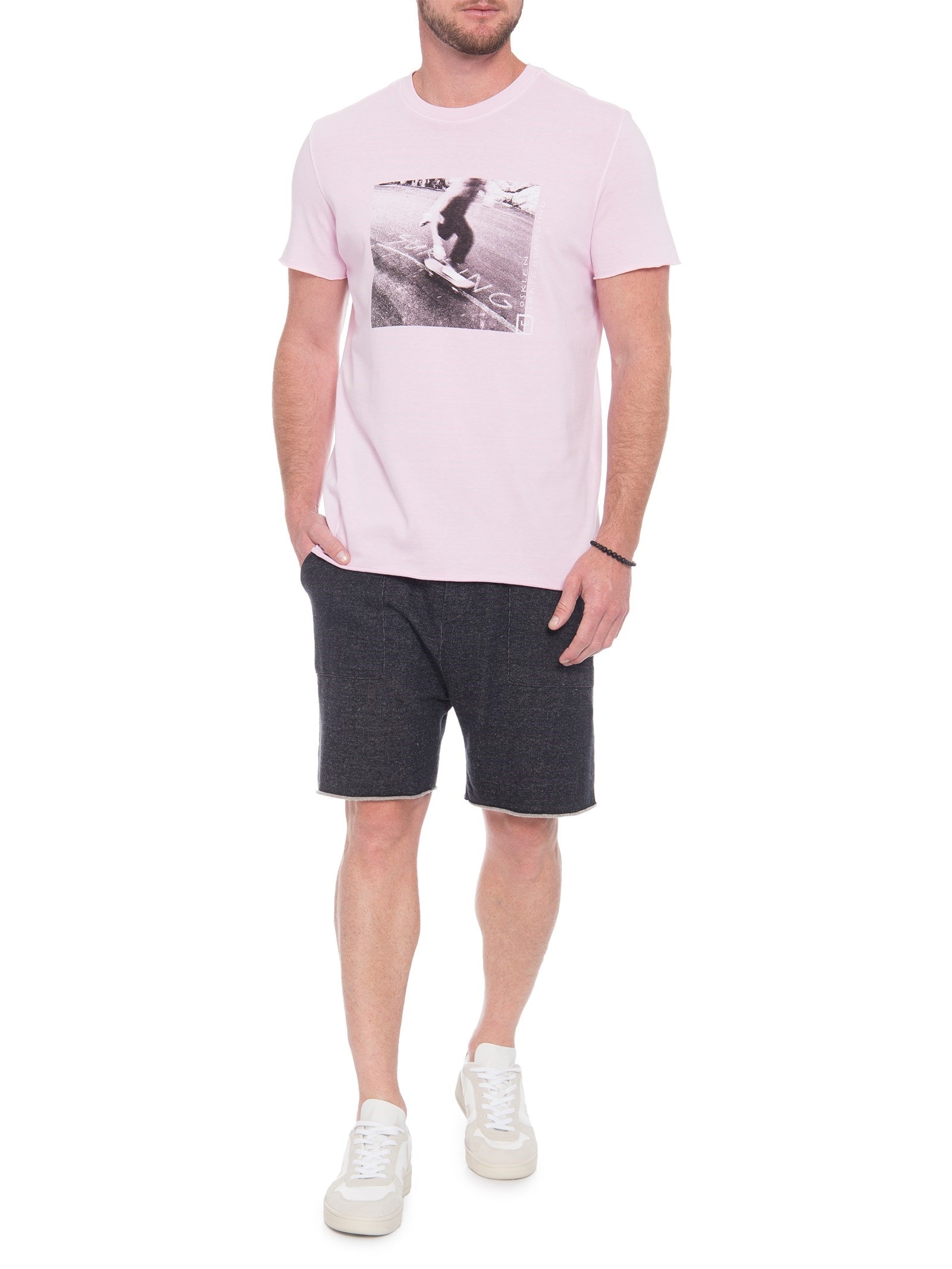 Camiseta Masculina Double Sk8 Asphalt Rosa Osklen