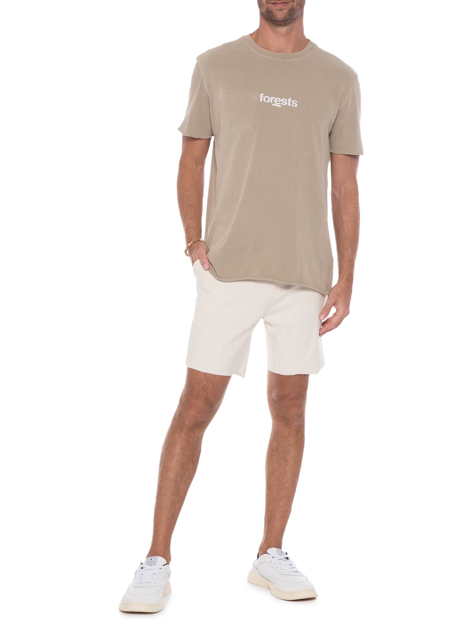 Camiseta Masculina Double Strong Forest Bege Osklen