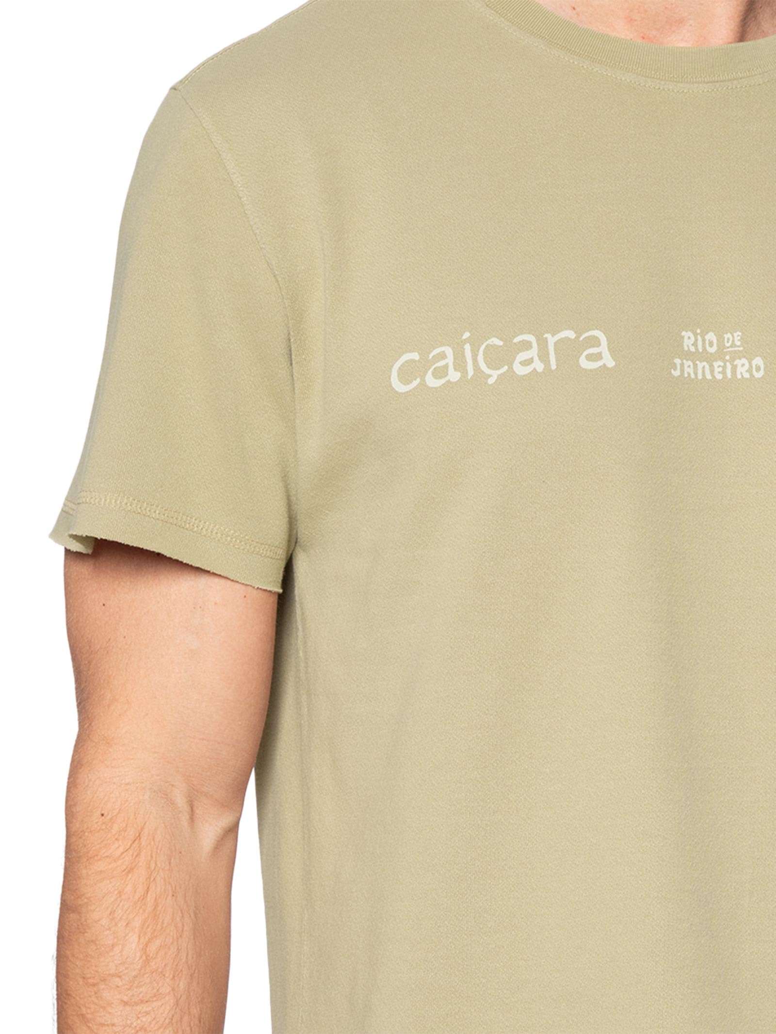 Camiseta Masculina E-Colors Caiçara Type Manga Curta Bege Osklen