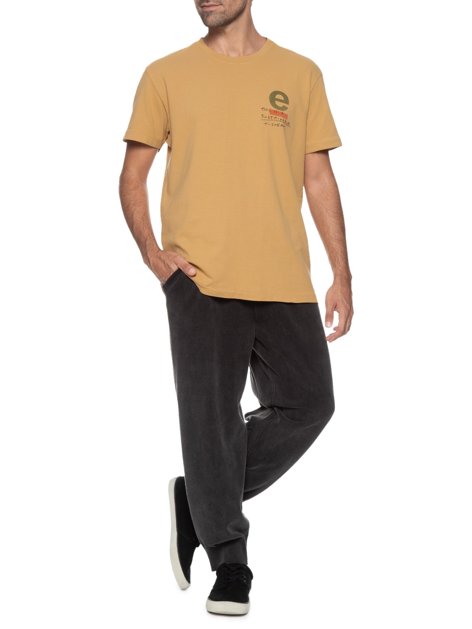 Camiseta Masculina E-colors Sustainable Manga Curta Amarelo Osklen