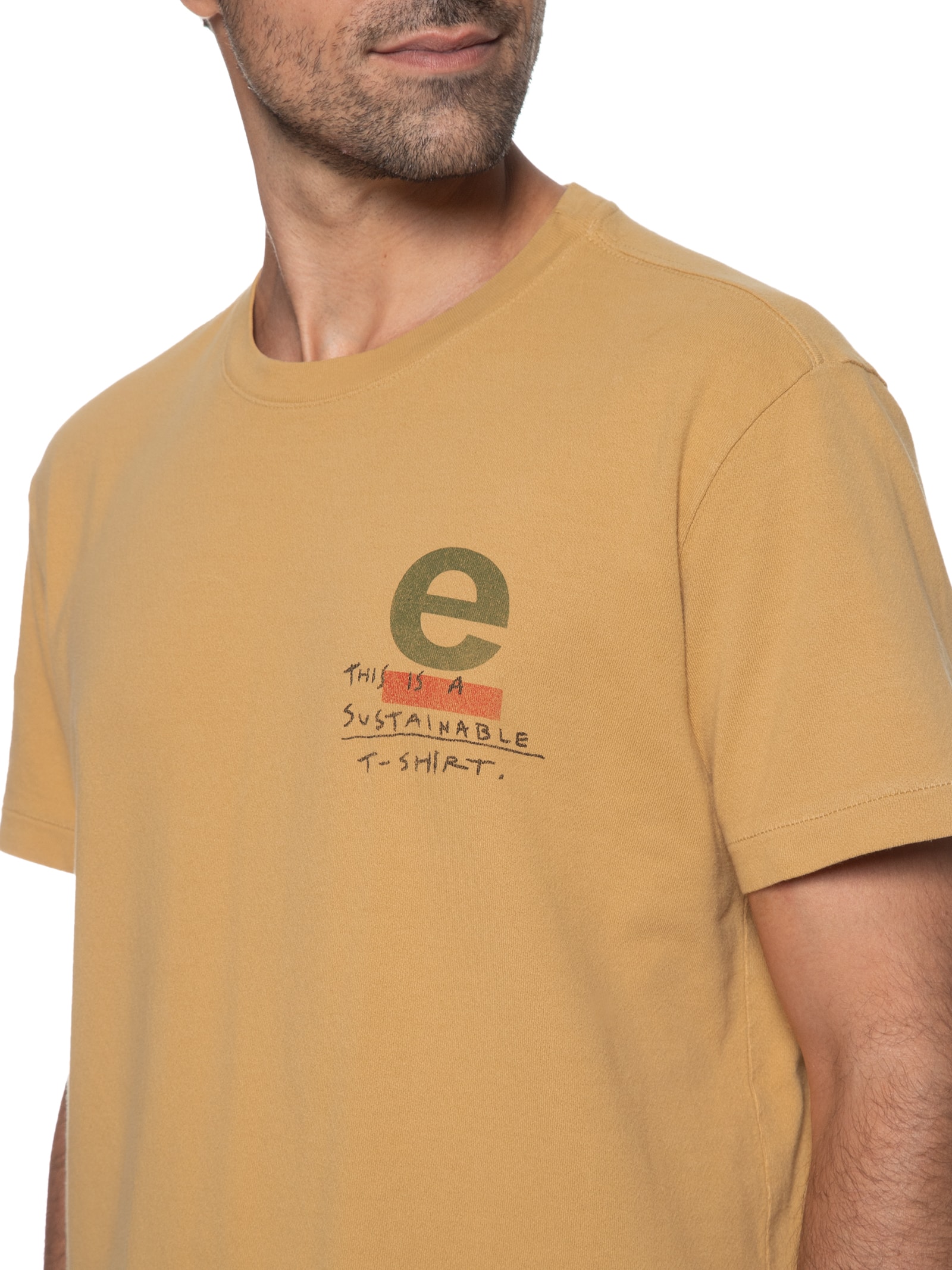 Camiseta Masculina E-colors Sustainable Manga Curta Amarelo Osklen