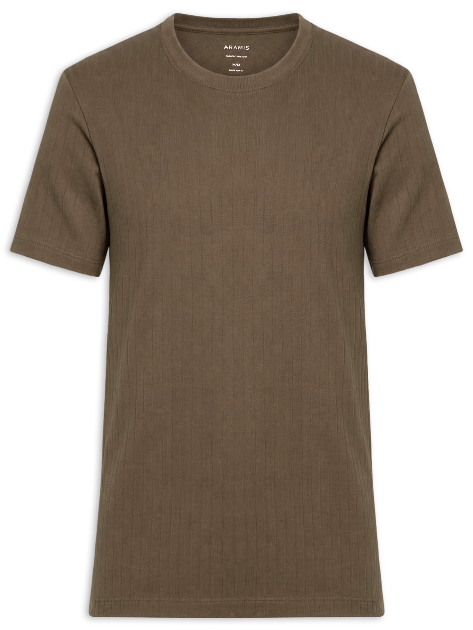 Camiseta Masculina Em Algodão Canelado Marrom Aramis