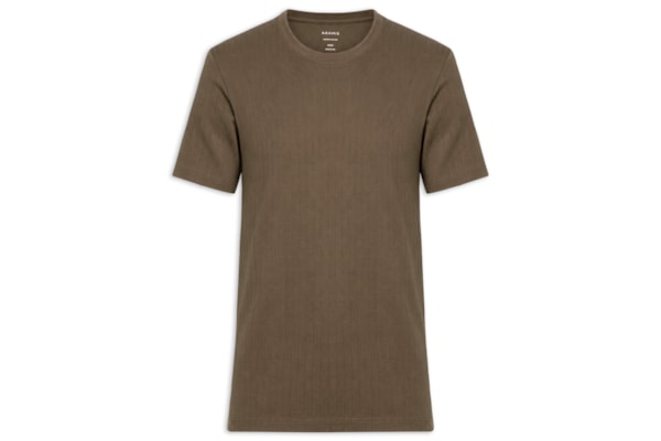 Camiseta Masculina Em Algodão Canelado - Marrom