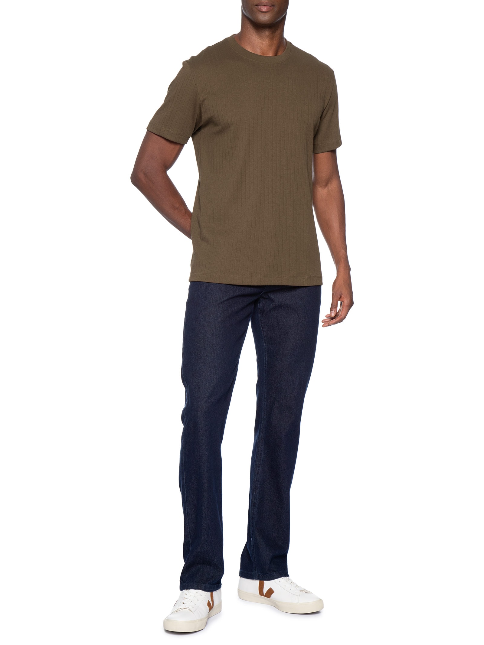 Camiseta Masculina Em Algodão Canelado Marrom Aramis