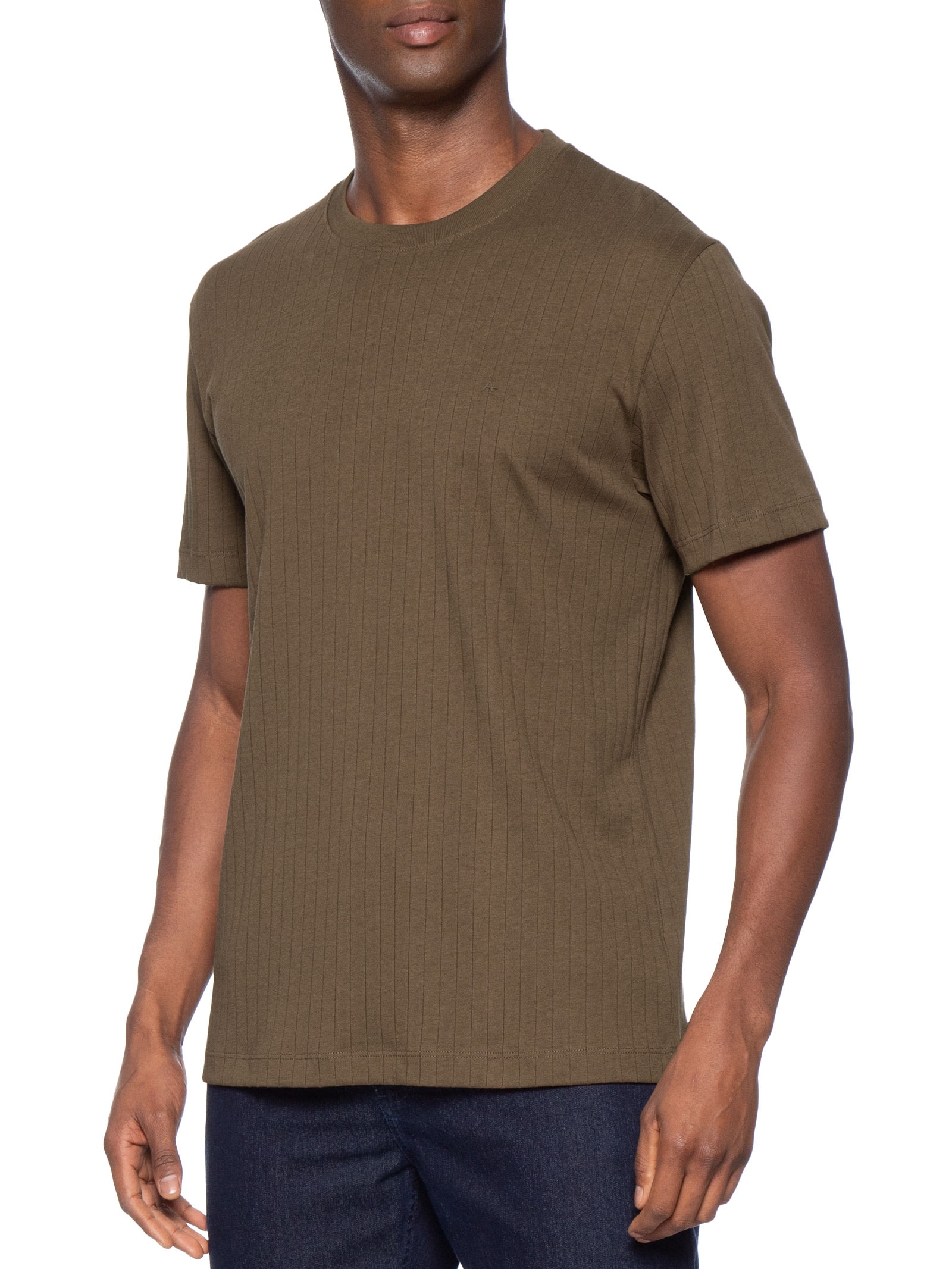 Camiseta Masculina Em Algodão Canelado Marrom Aramis