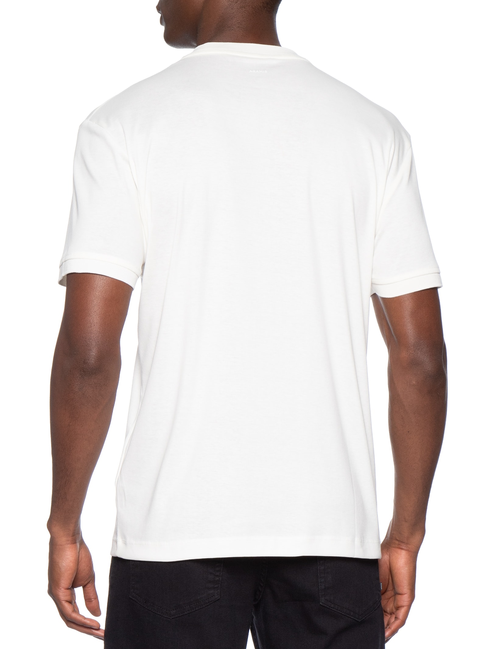 Camiseta Masculina Em Algodão Pima Canelado Com Botões Branco Aramis
