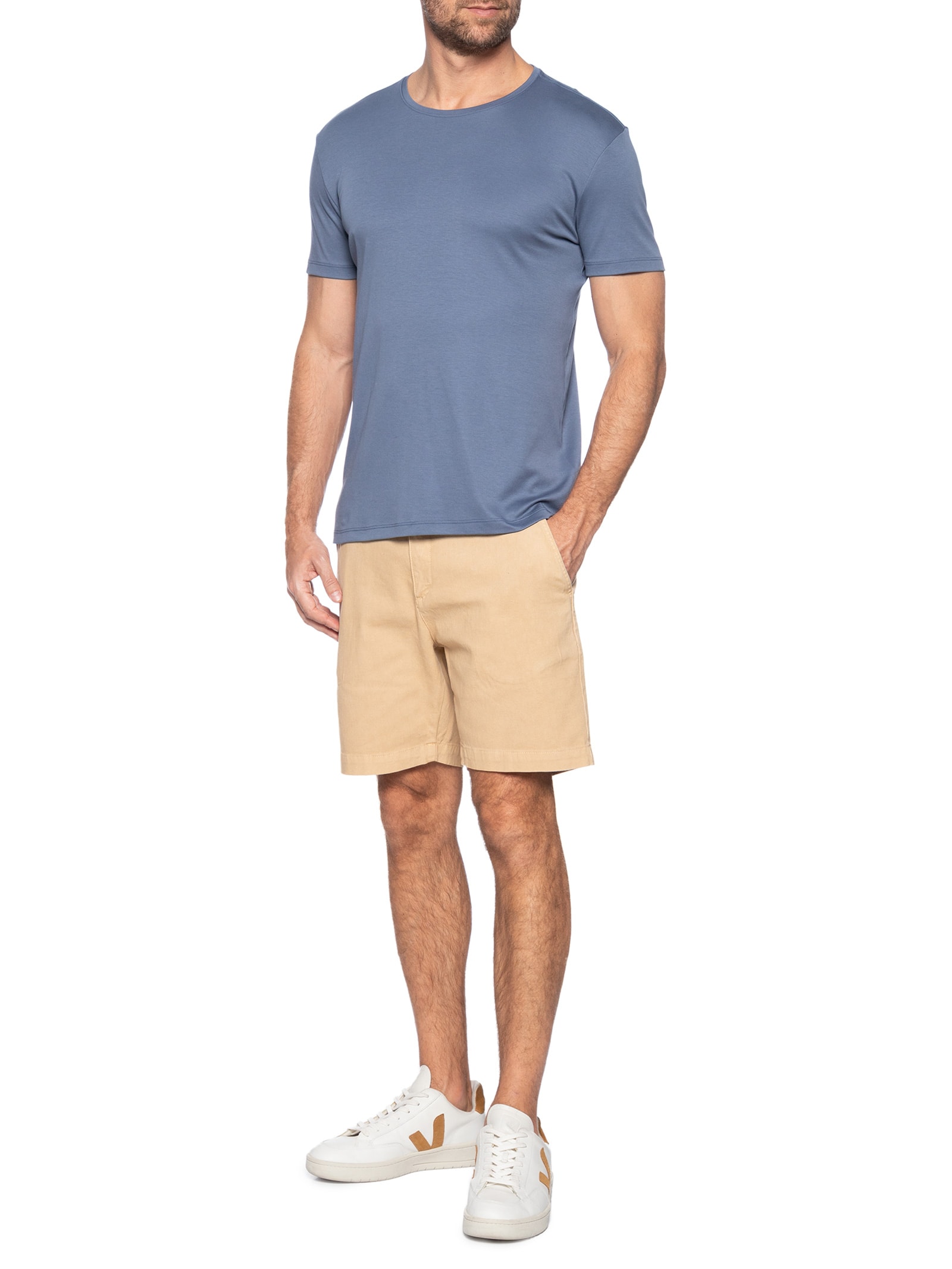 Camiseta Masculina Em Algodão Pima Peruano Azul Pineapple