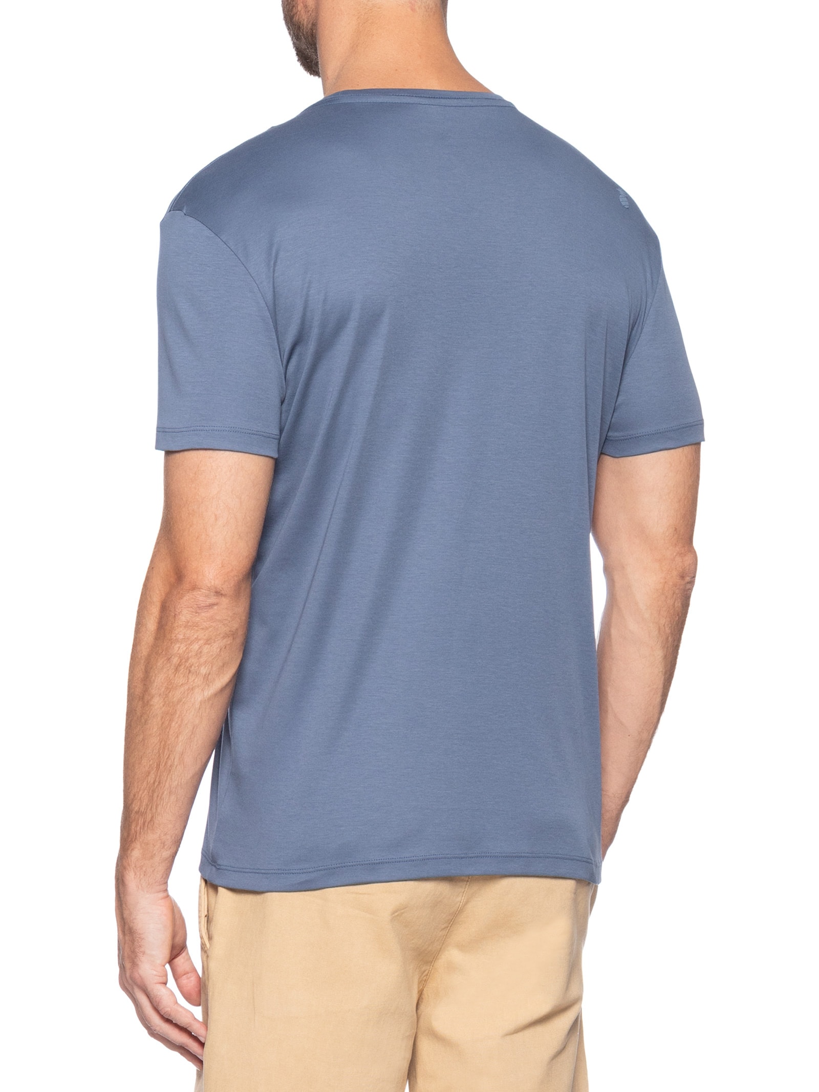 Camiseta Masculina Em Algodão Pima Peruano Azul Pineapple