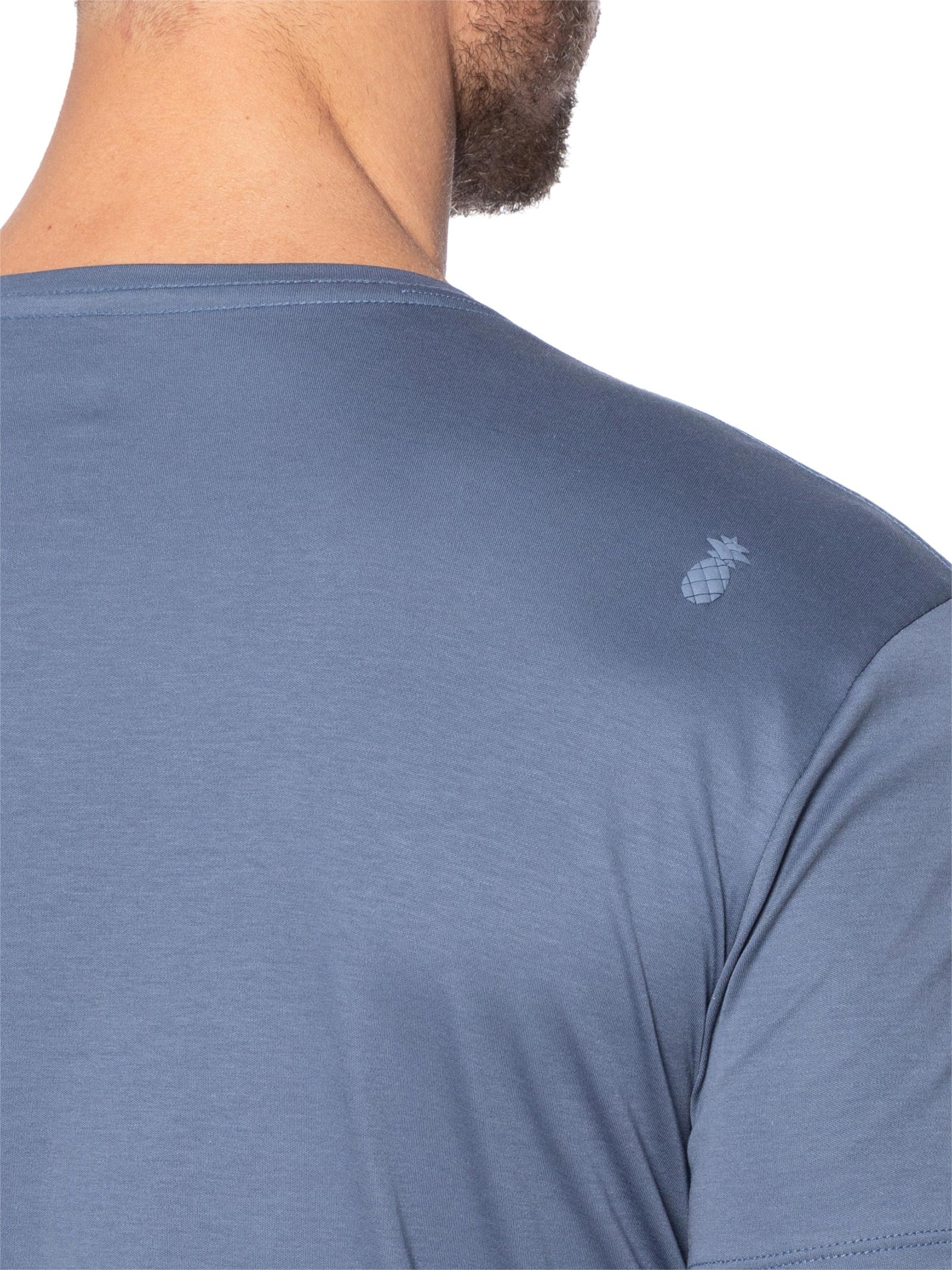 Camiseta Masculina Em Algodão Pima Peruano Azul Pineapple